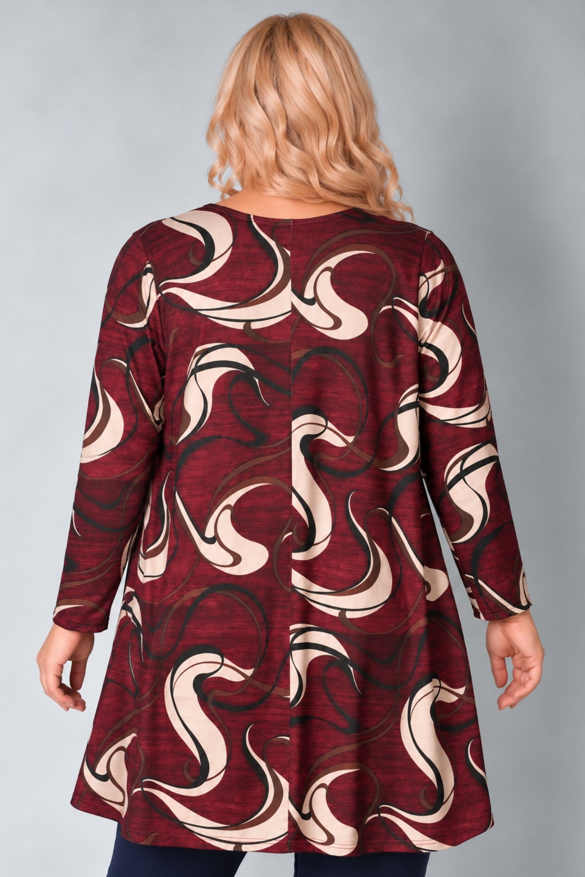 Wijd A-lijn Shirt Durkje | Burgundy Charm | Soft Knit | Lange mouw | Ronde hals | 96 cm