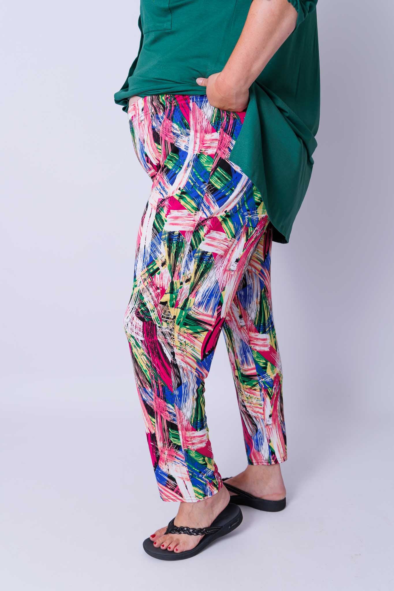 Broek comfy abstracte schilderij viscose