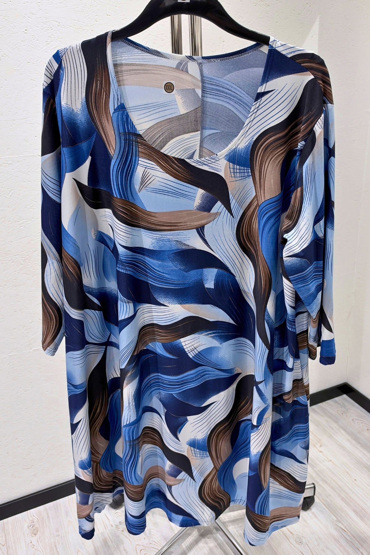 Wijd A-lijn Shirt Durkje | Blue Motion | Kimo | 4-way stretch | 3/4 mouw | Ronde hals | 96cm