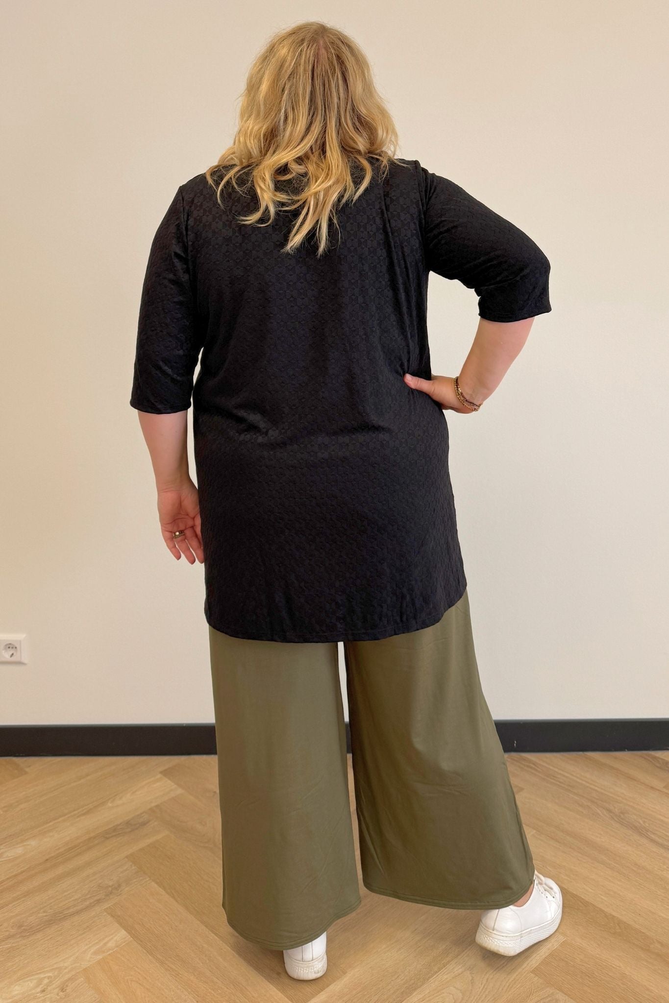 Trui Erna | Jacquard Jersey | 3/4 mouw | Recht model | 90cm