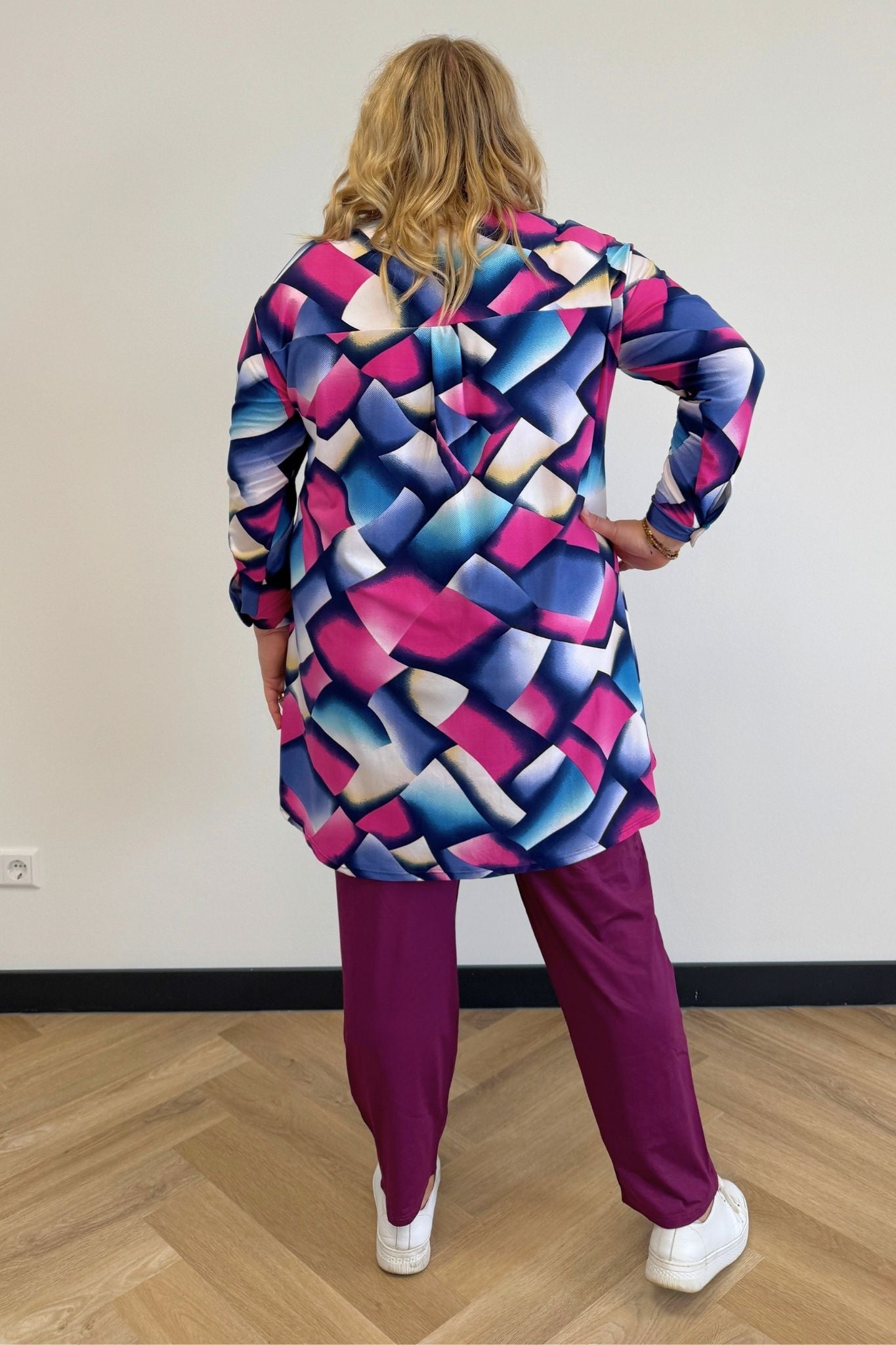 PRE-ORDER | Blouse Tonny | A-lijn | Lange mouw | Crystal Mosaic | Kimo stof | 105cm