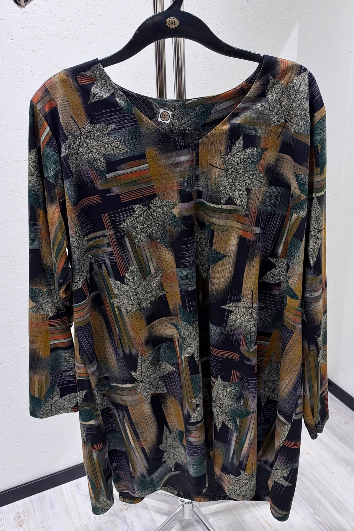 Longshirt Erna | Autumn Mosaic | met Viscose | Recht model | V-hals | 90 cm