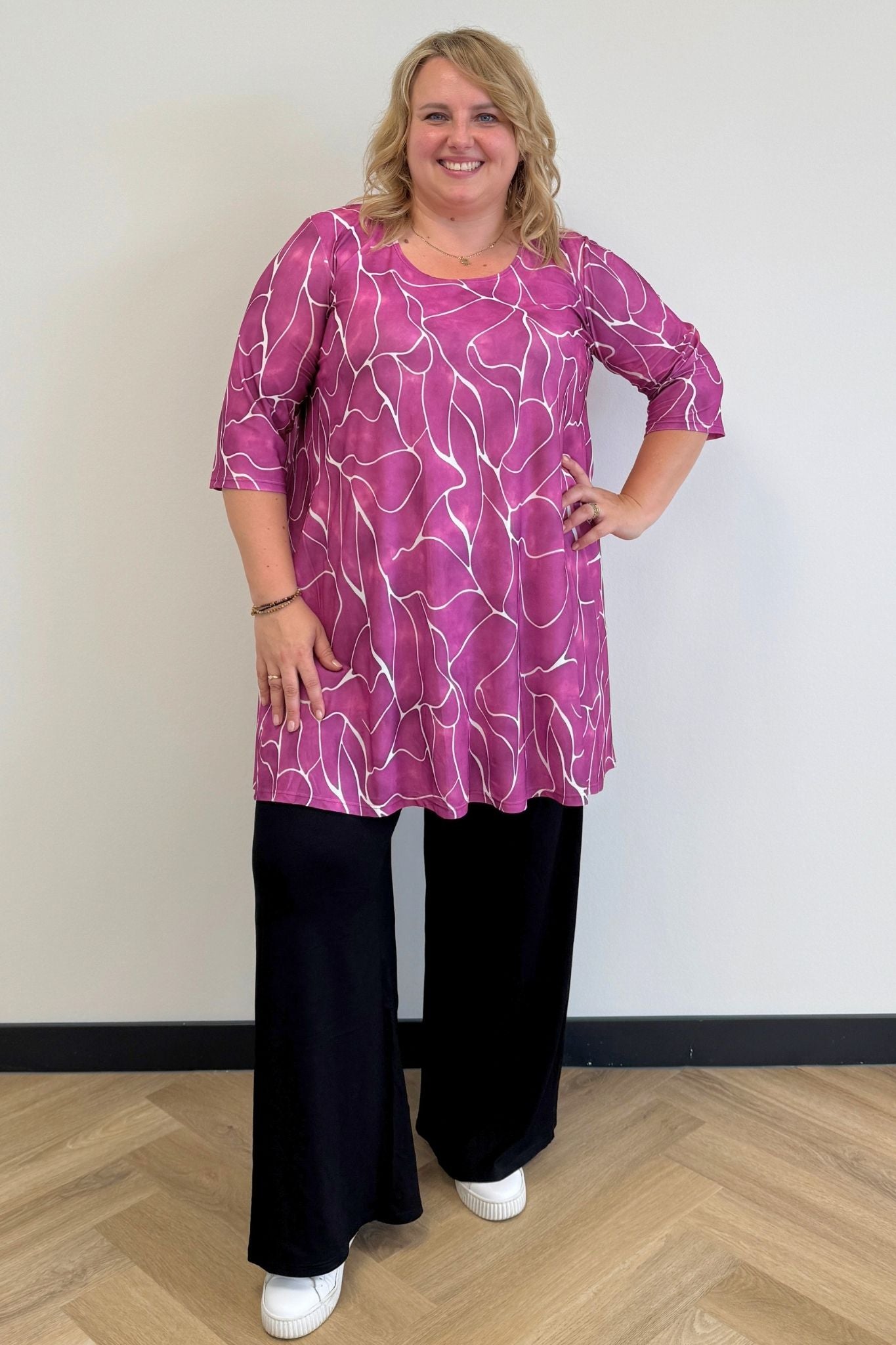 Top Durkje 96cm | Orchid Flow | 3/4 mouw | Venezia Travelstof