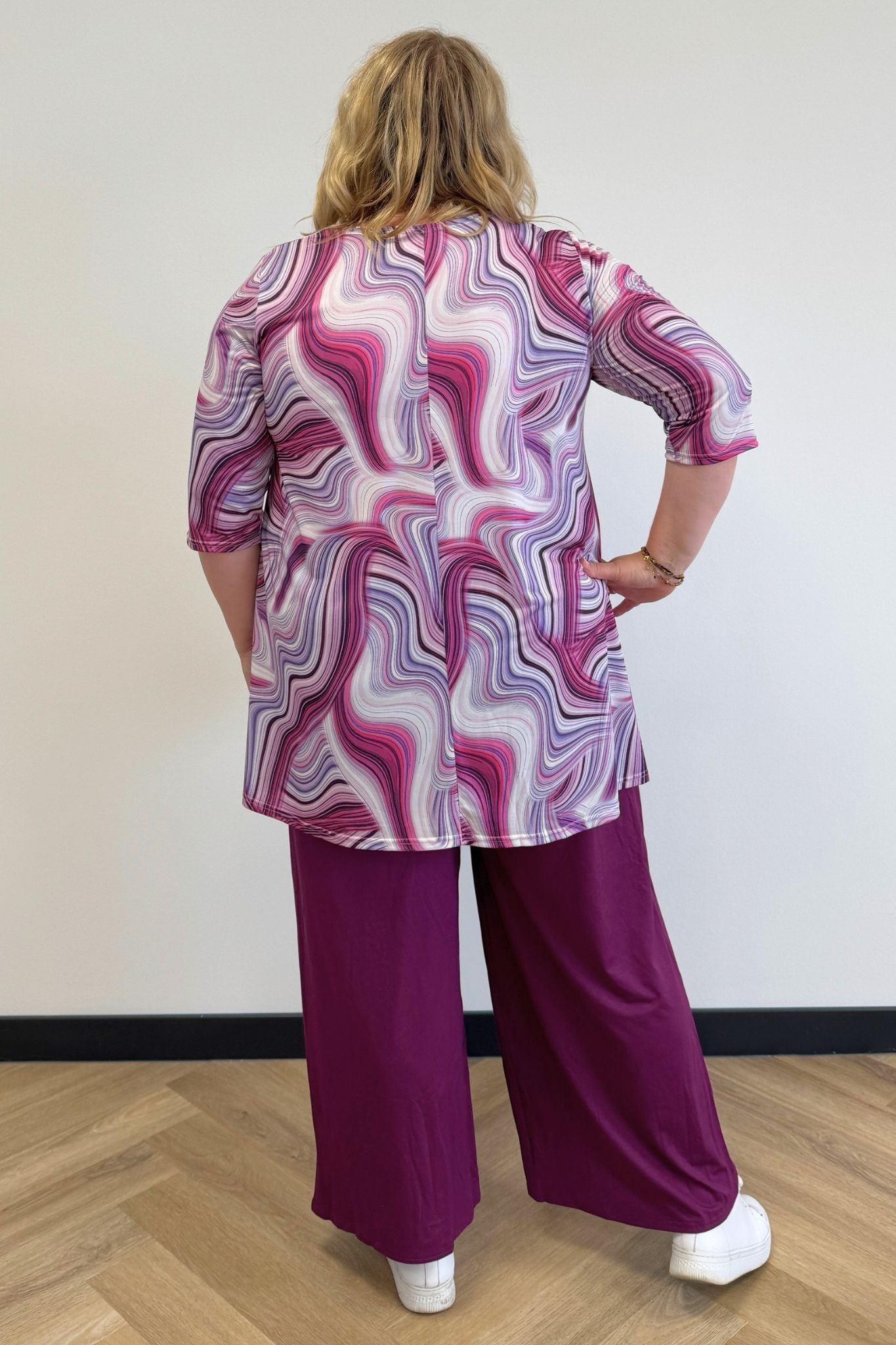 Top Durkje 86cm | Berry Swirl | 3/4 mouw | Venezia Travelstof