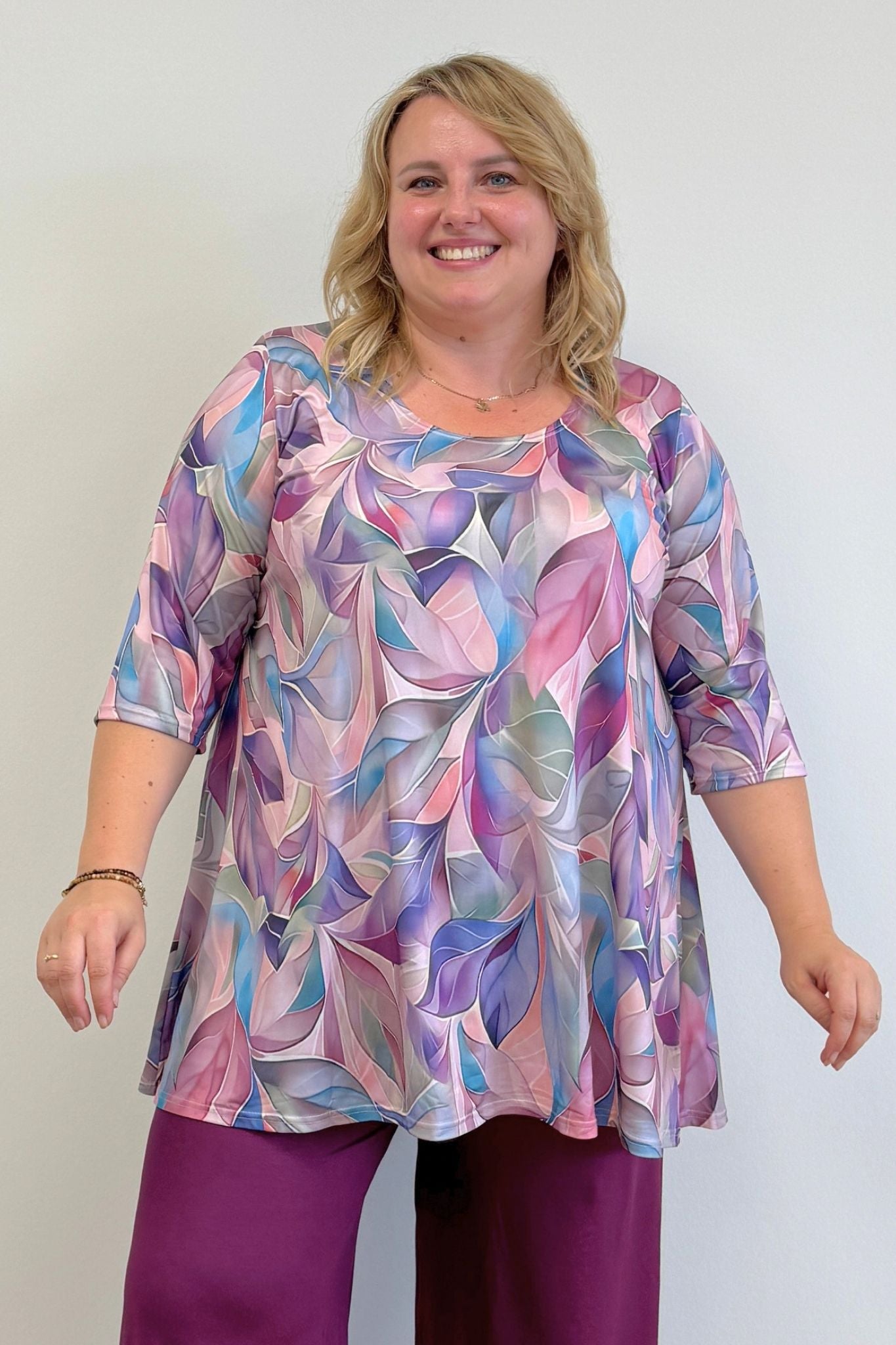 Top Durkje 86cm | Pastel Petals | 3/4 mouw | Venezia Travelstof