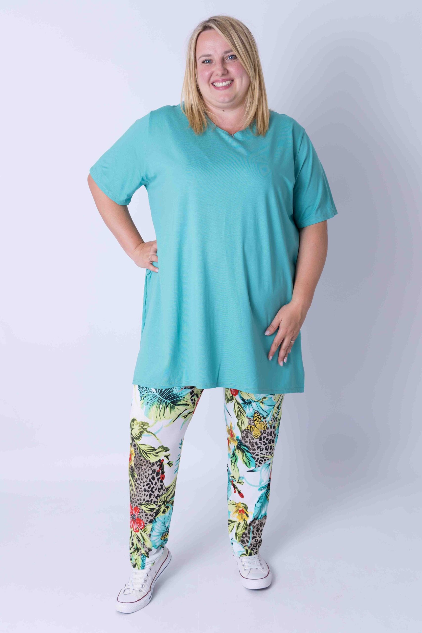 Broek comfy tropisch dieren print viscose