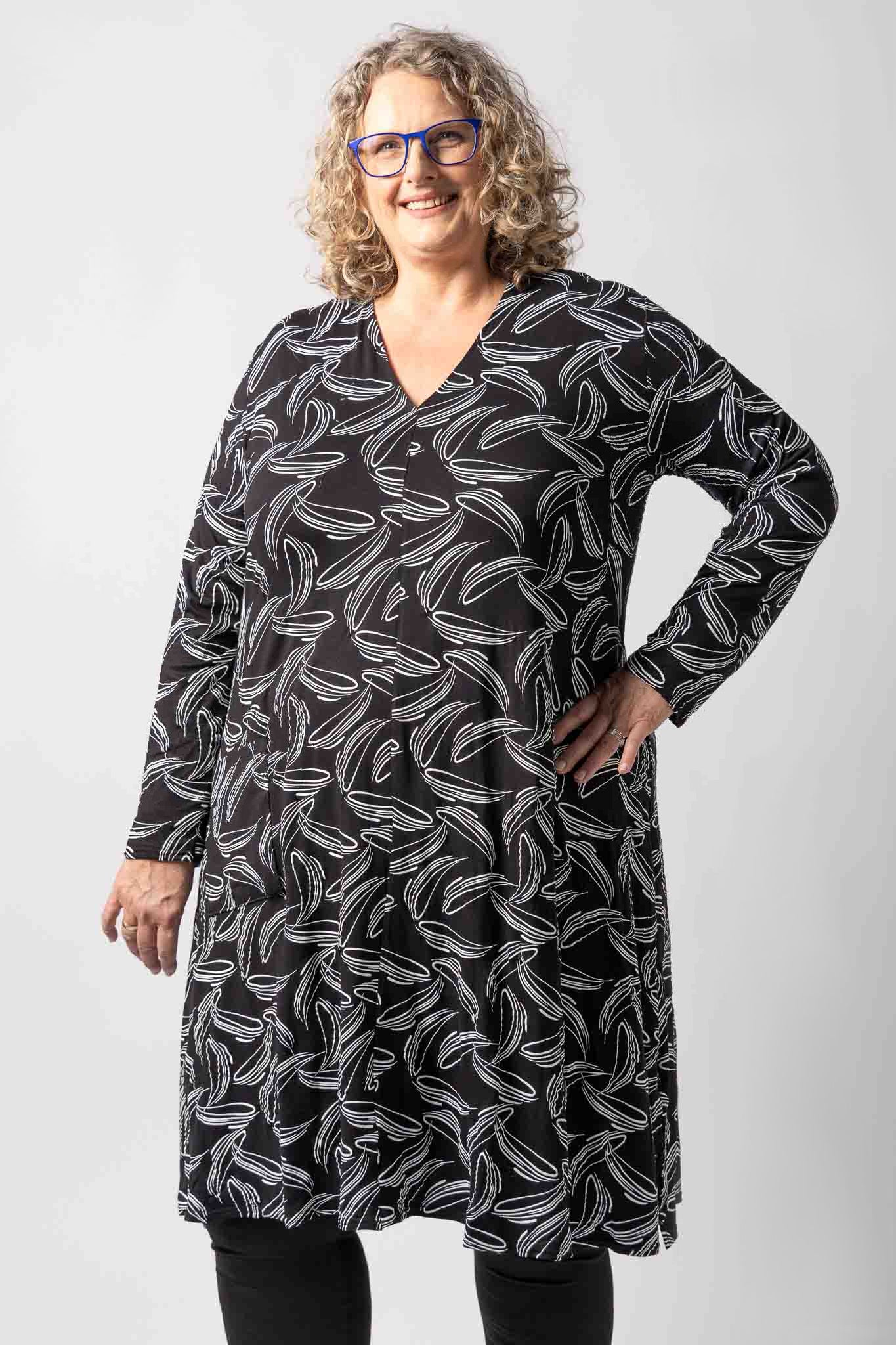 Tuniek Gonny | White Lines | Viscose | 110 cm