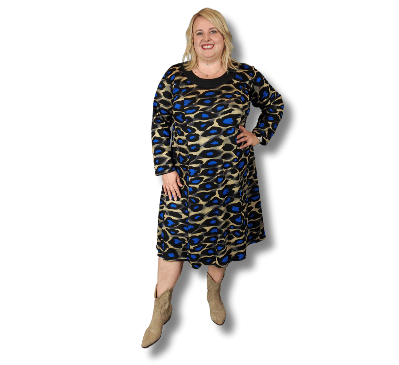 Jurk Bella blauw roze Modal
