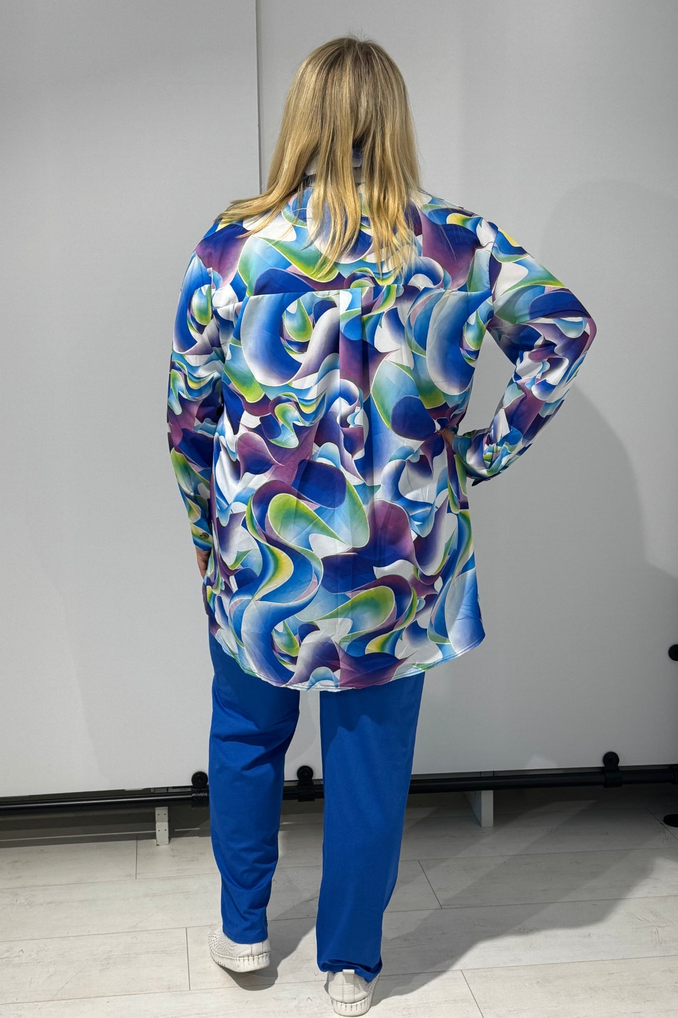 Blouse Tonny | Silky | 90cm | A-lijn | kobalt groen