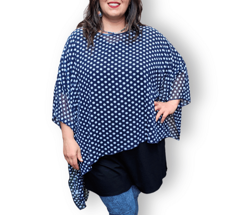 Poncho stijl asymmetrisch chiffon one size 42-56