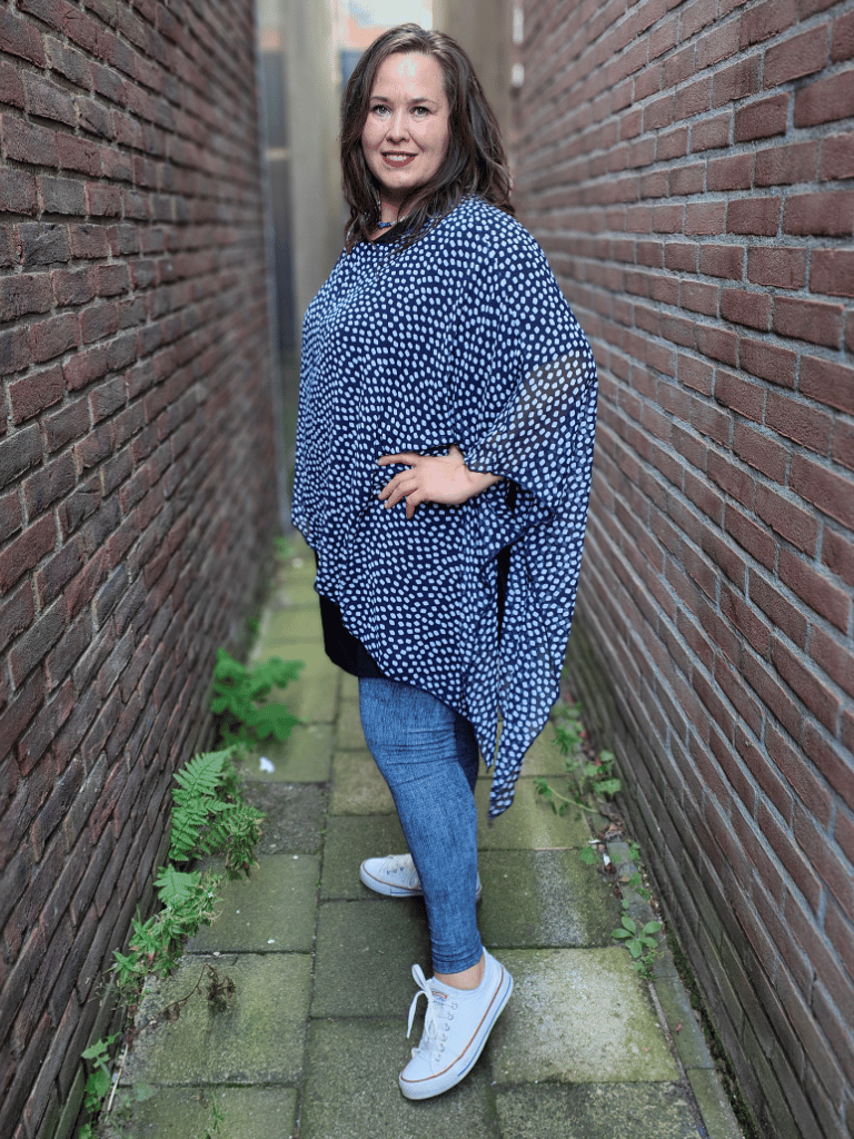 Poncho stijl asymmetrisch chiffon one size 42-56
