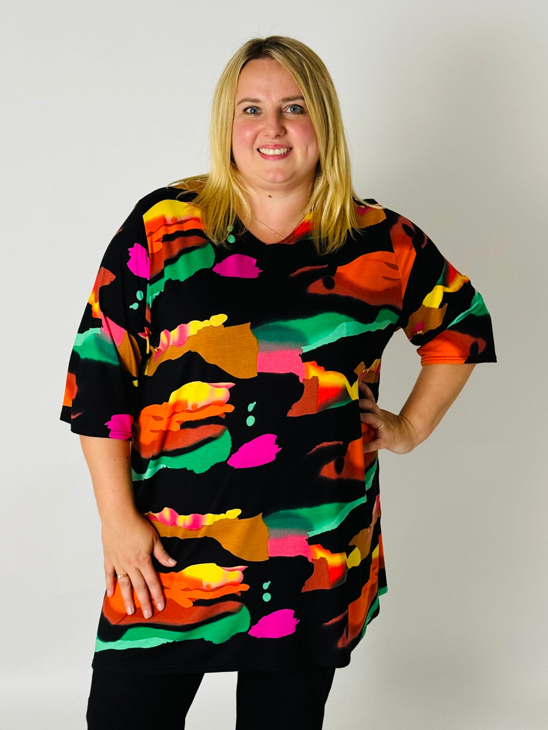 T-shirt Eva viscose met print horizon 90cm