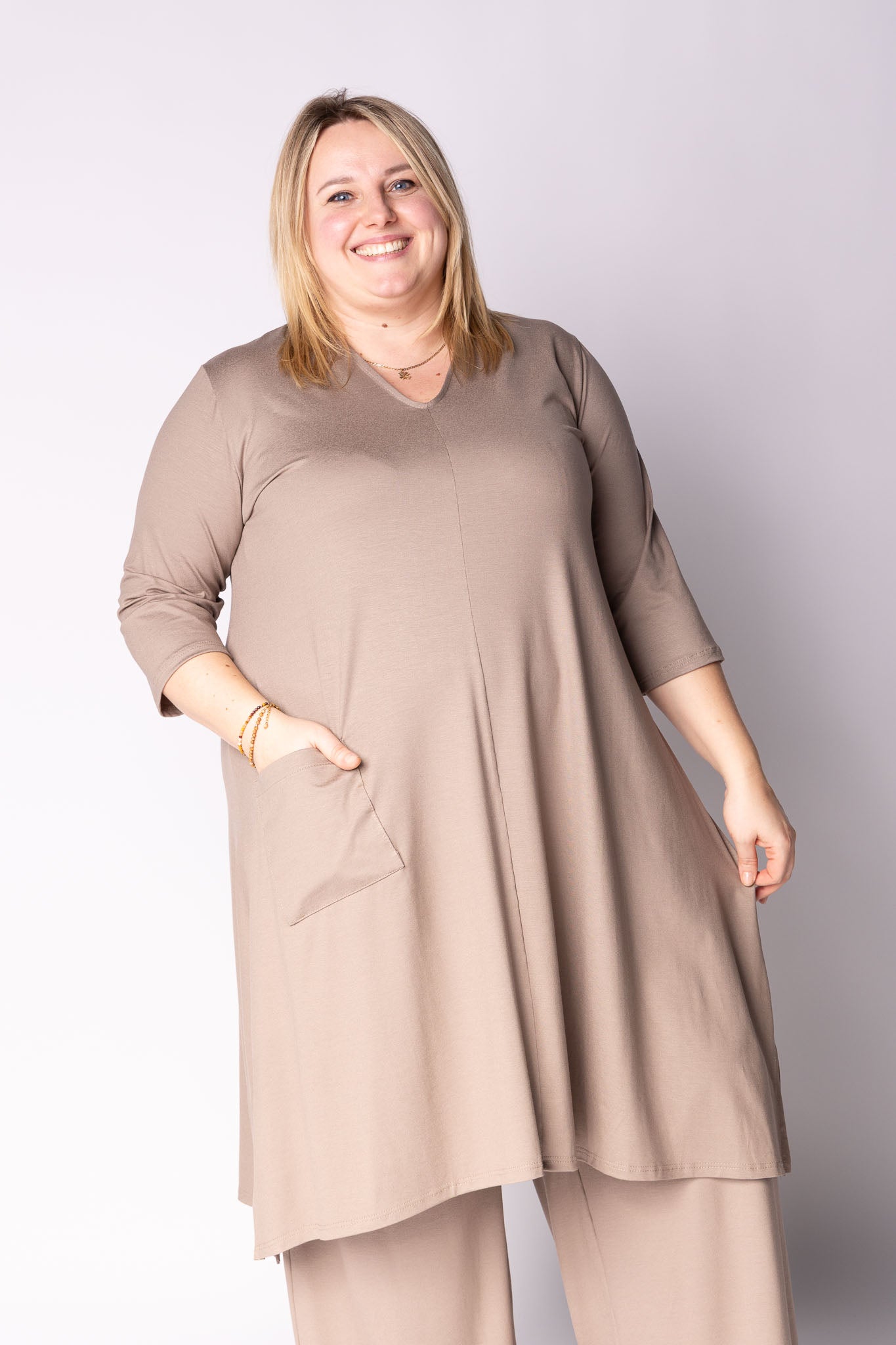 Tuniek Gonny | A-lijn | 3/4 mouw | Viscose | 110 cm