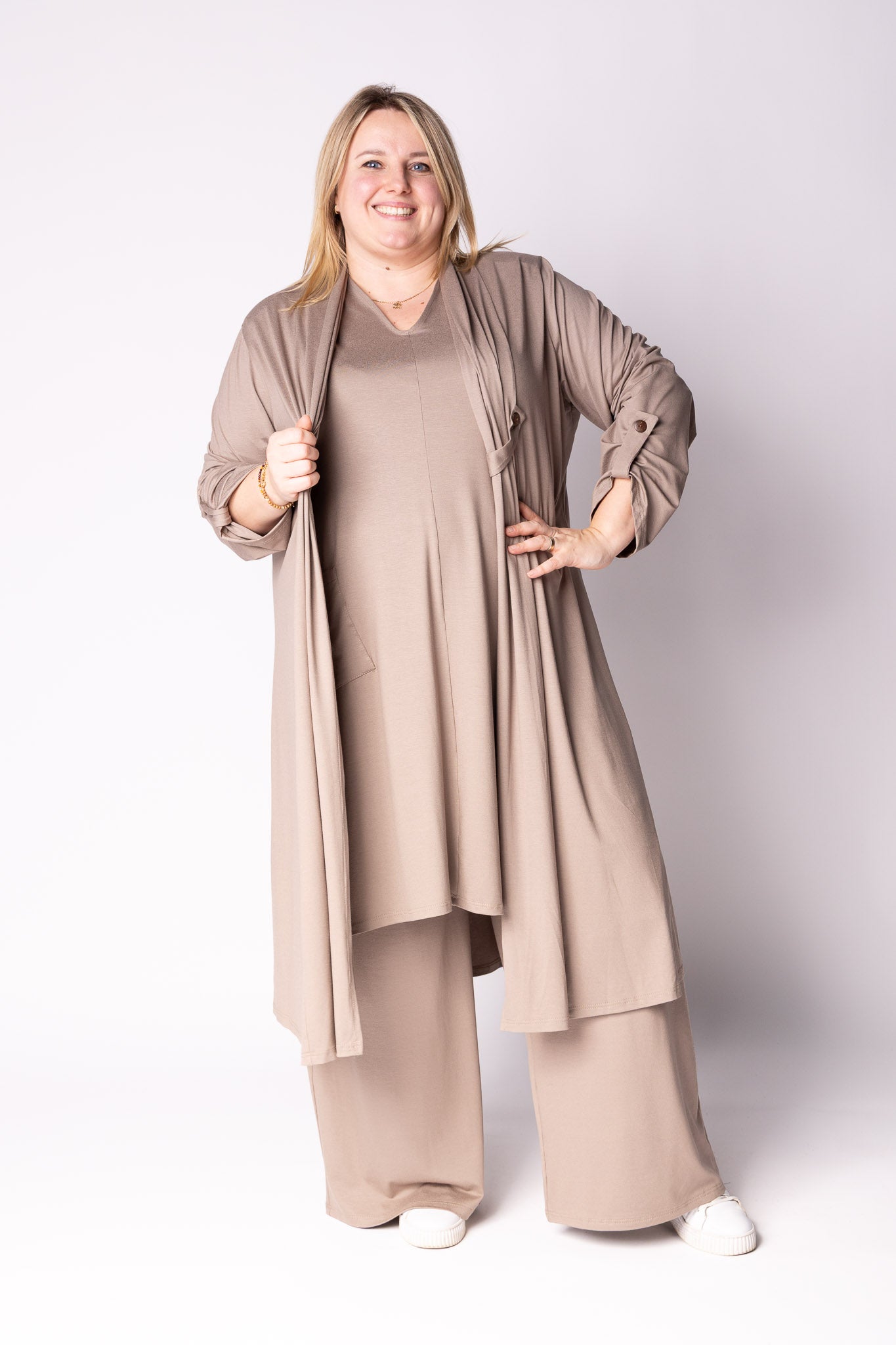 Vest Renske | Viscose | Oprol mouwen | 120cm
