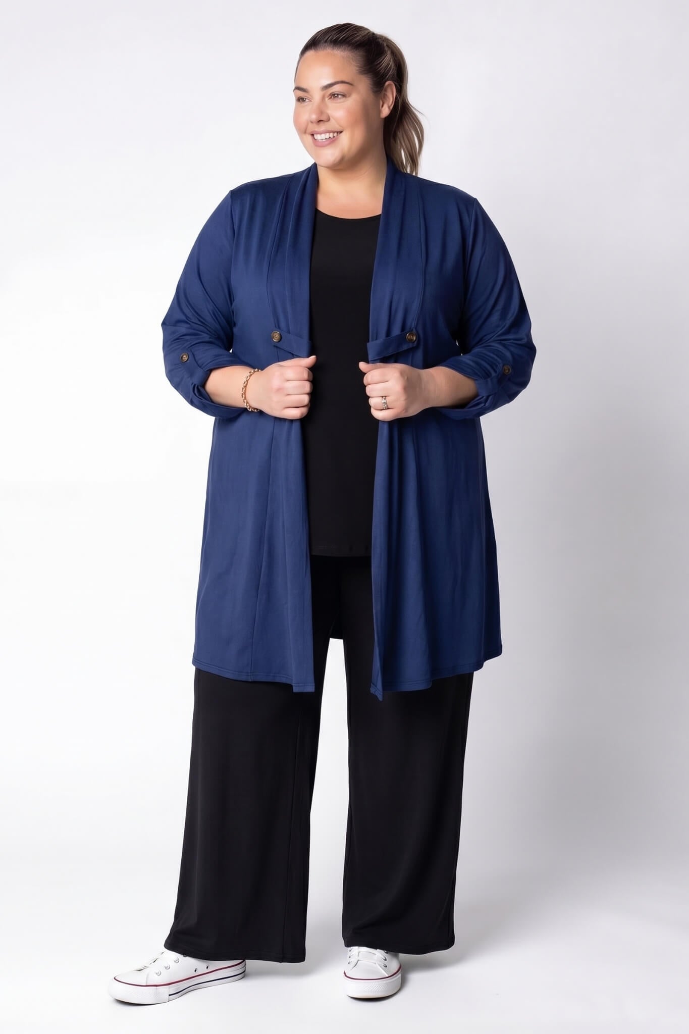 Vest Renske | Viscose | Oprol mouwen | 100cm