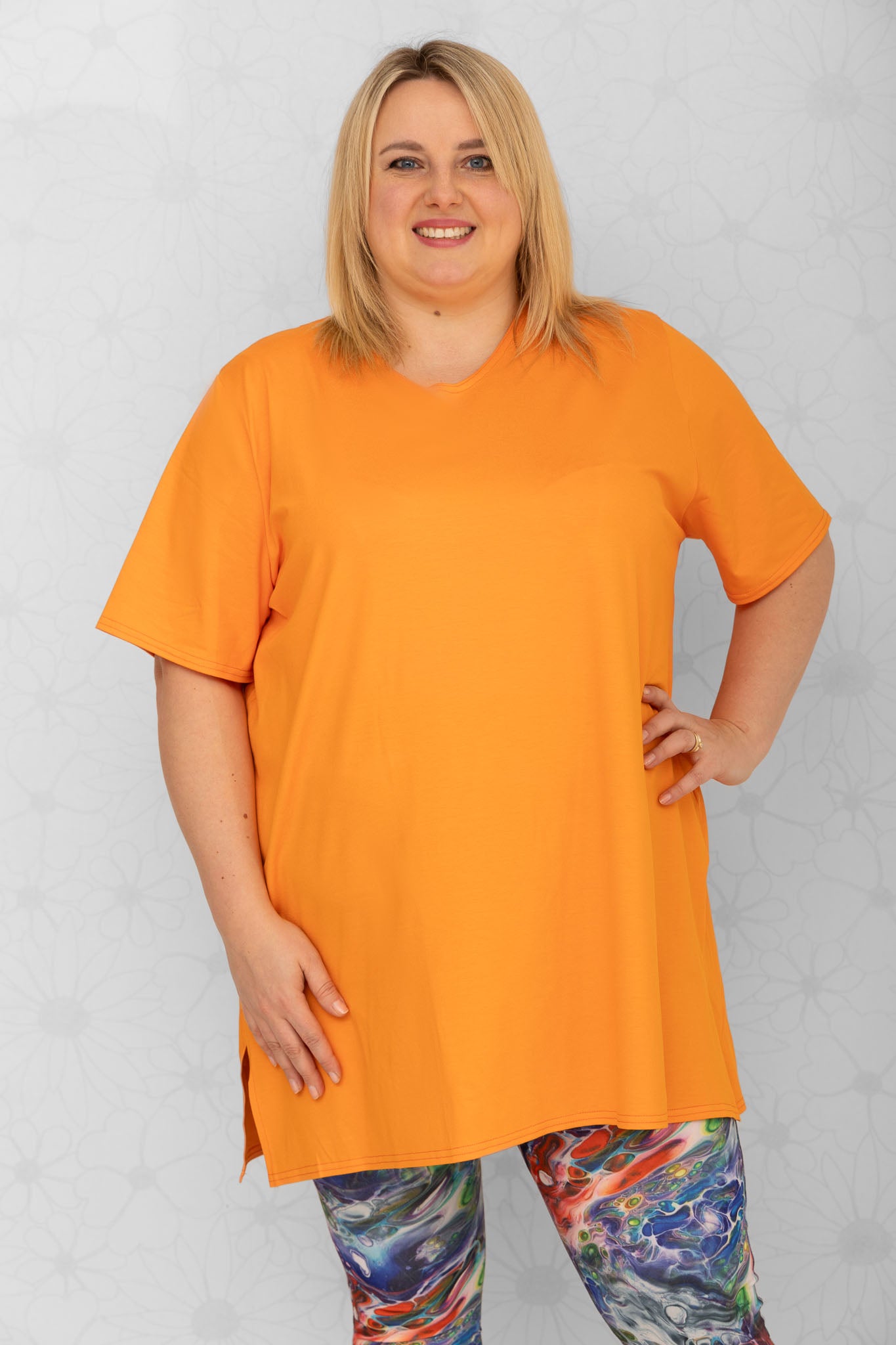 T-shirt Eva 90 cm oranje viscose