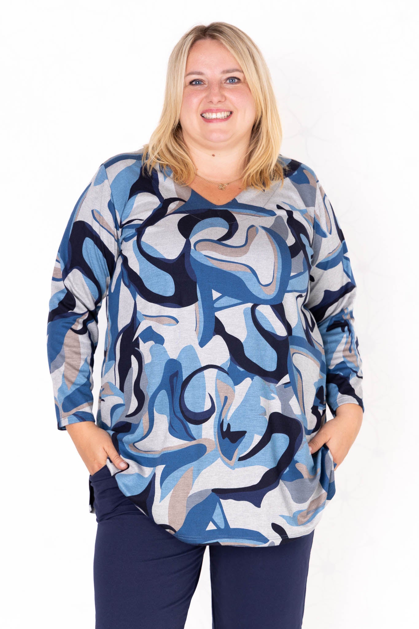 Top Erna | Modal | 90 cm | Golven Blauw