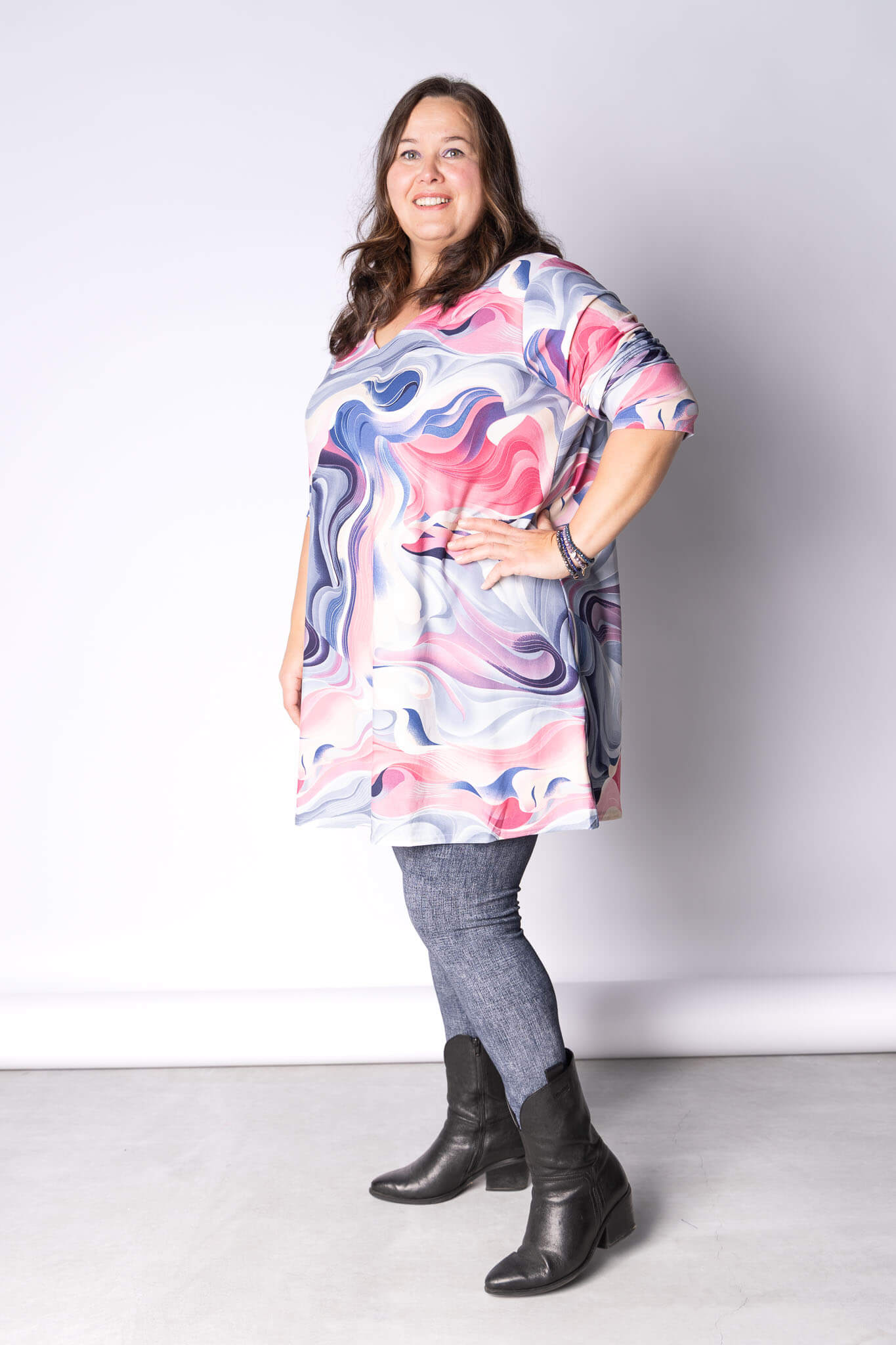 Top Vera |  Candy Swirl | Kimo |  A-lijn | Lange mouw | 90cm