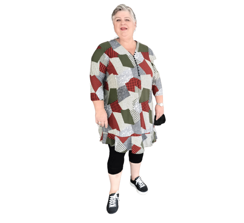 Bammode tuniek grote maat met print en v-hals - maten 44 t/m 62