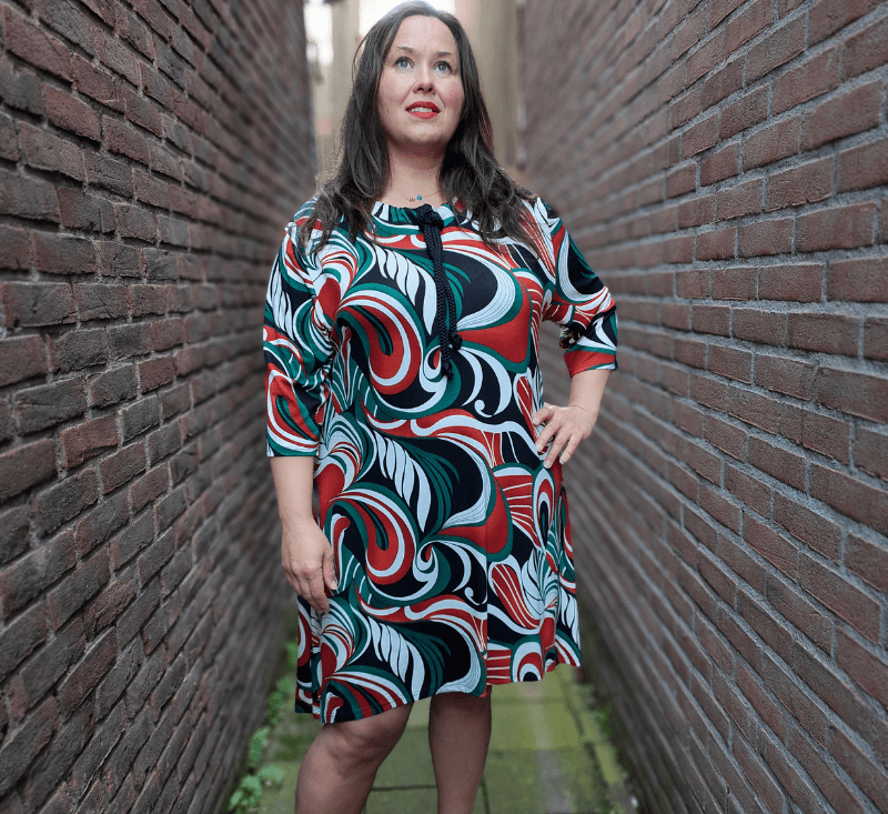 Bammode grote maten tuniek met koord en print - maten 46 t/m 60