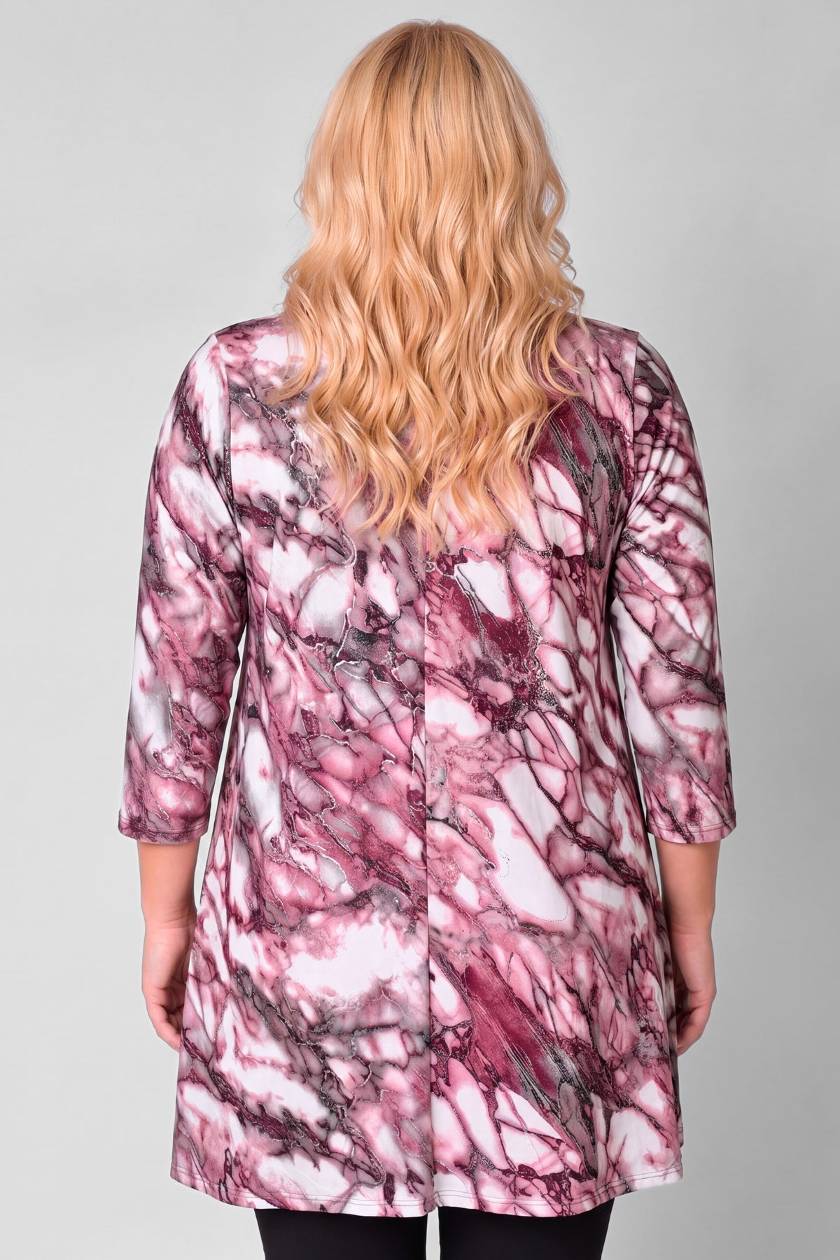 Wijd A-lijn Shirt Durkje | Rose Stones | Kimo | 4-way stretch | 3/4 mouw | Ronde hals | 96cm
