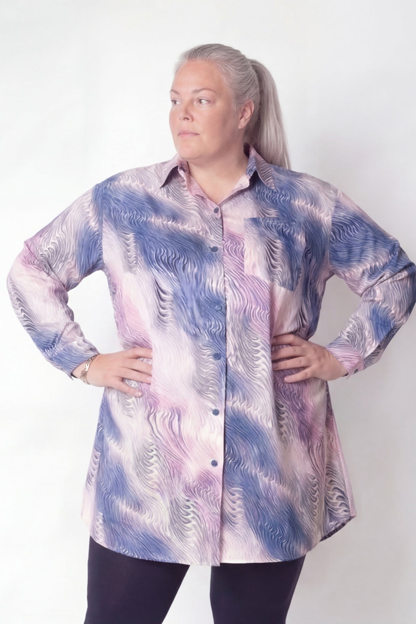 Blouse Tonny | Blush Blue| Kimo stof| 105cm