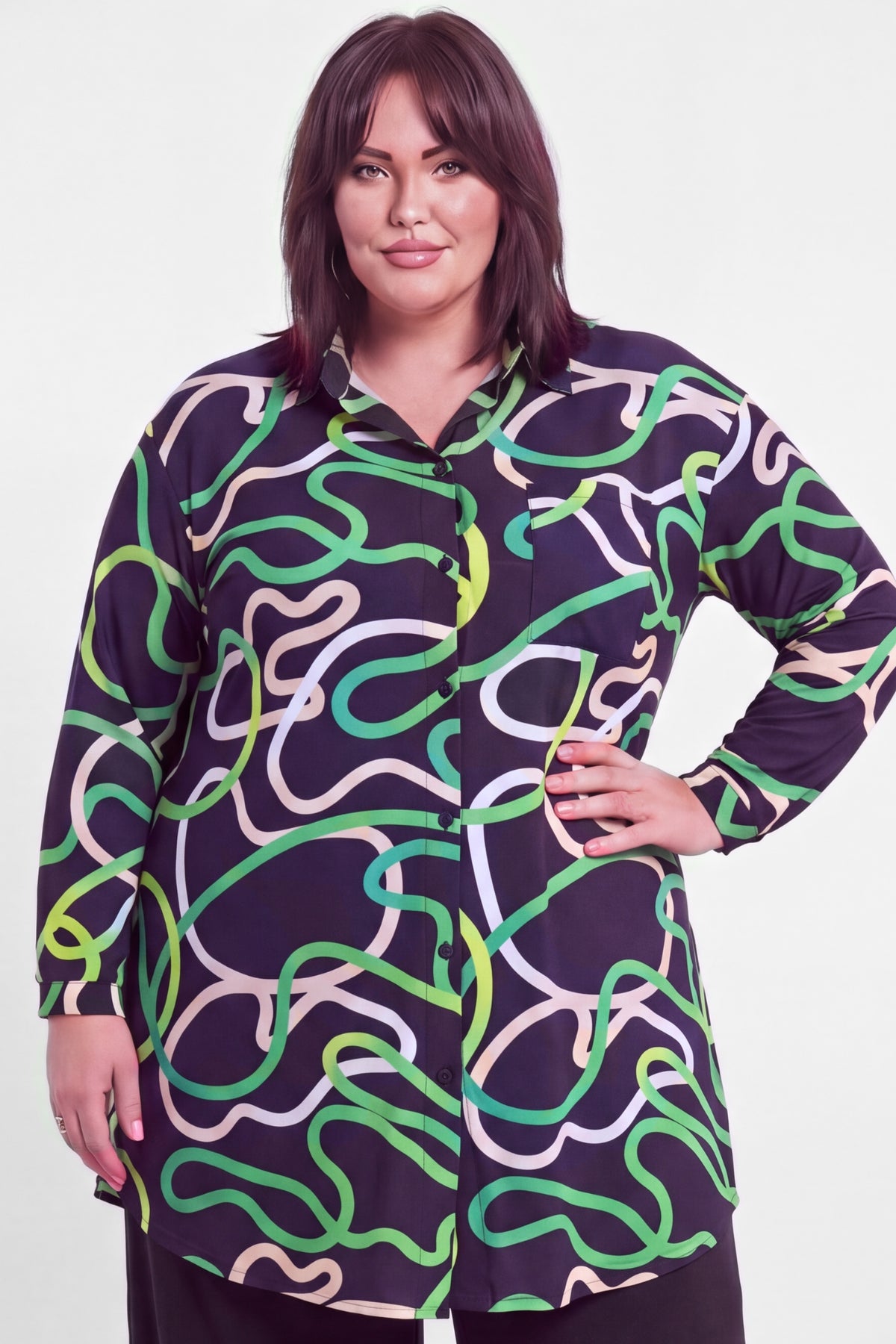 Blouse Tonny | Fresh Green | Zachte Kimo | 4-Way Stretch | 105cm | Gaat uit Assortiment