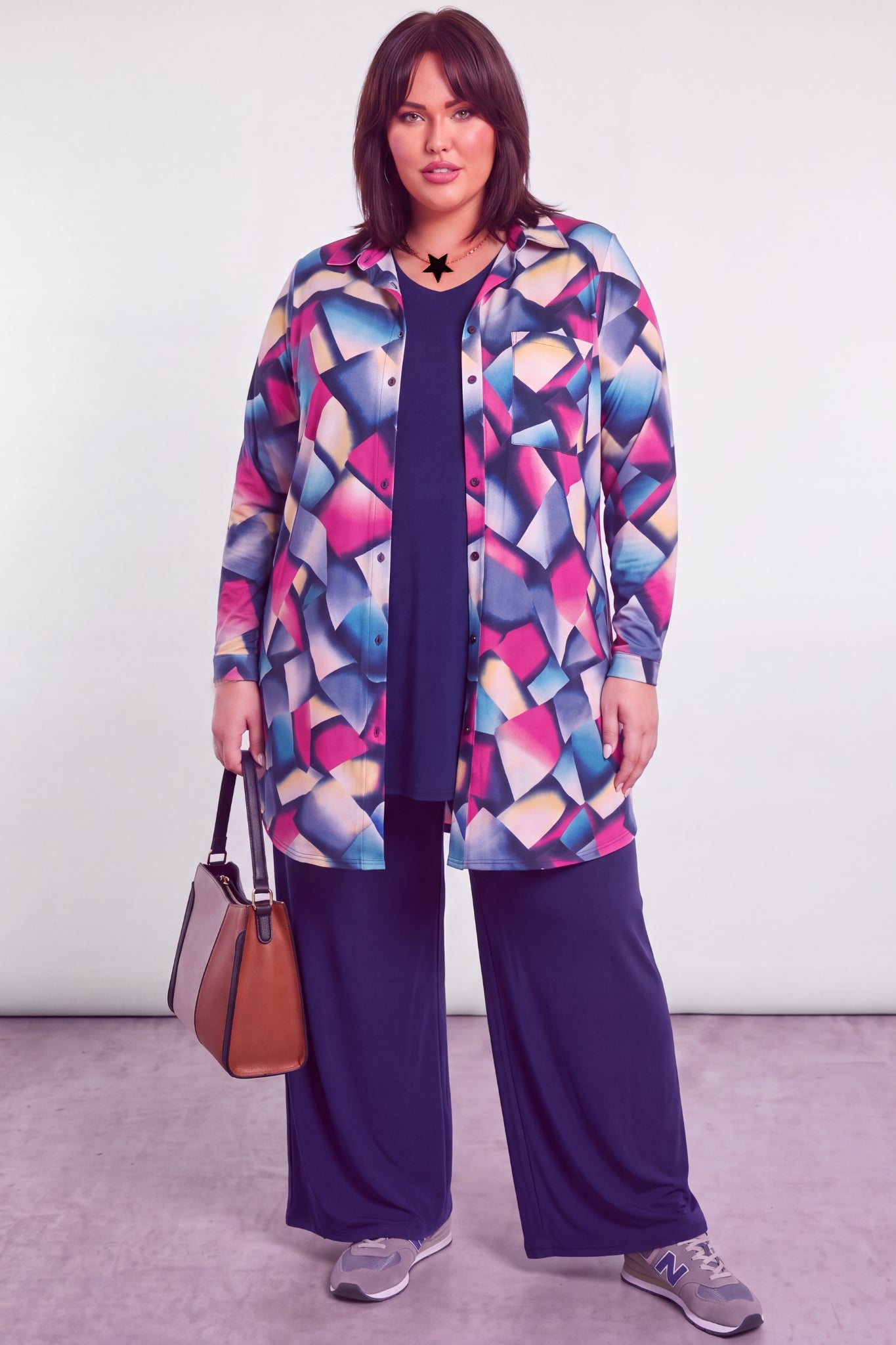 Blouse Tonny | A-lijn | Lange mouw | Crystal Mosaic | Kimo stof | 105cm