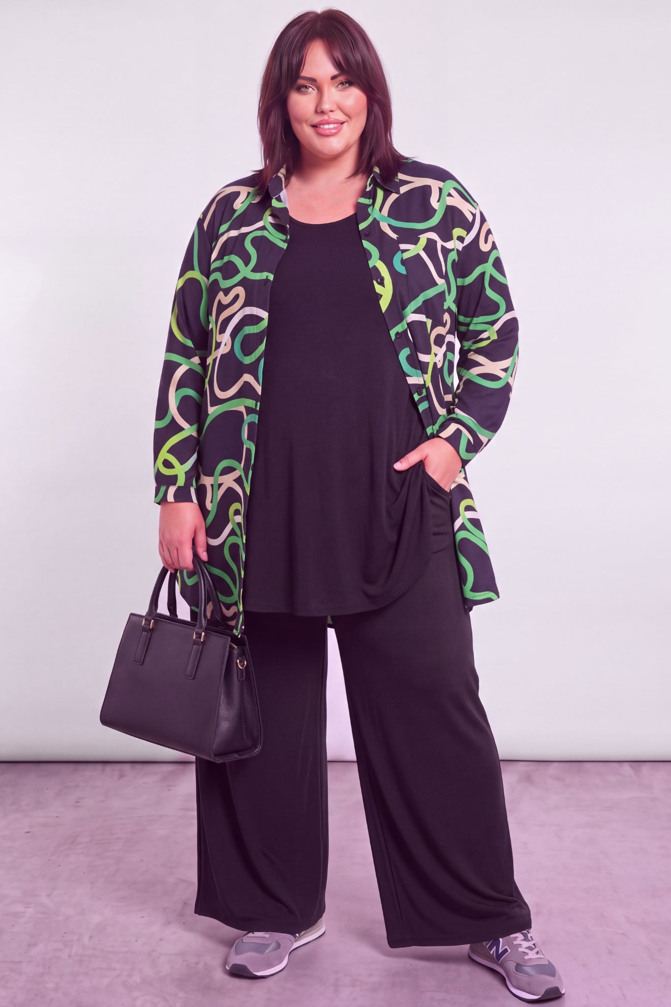 Blouse Tonny | A-lijn | Lange mouw | Fresh Green | Kimo stof | 105cm