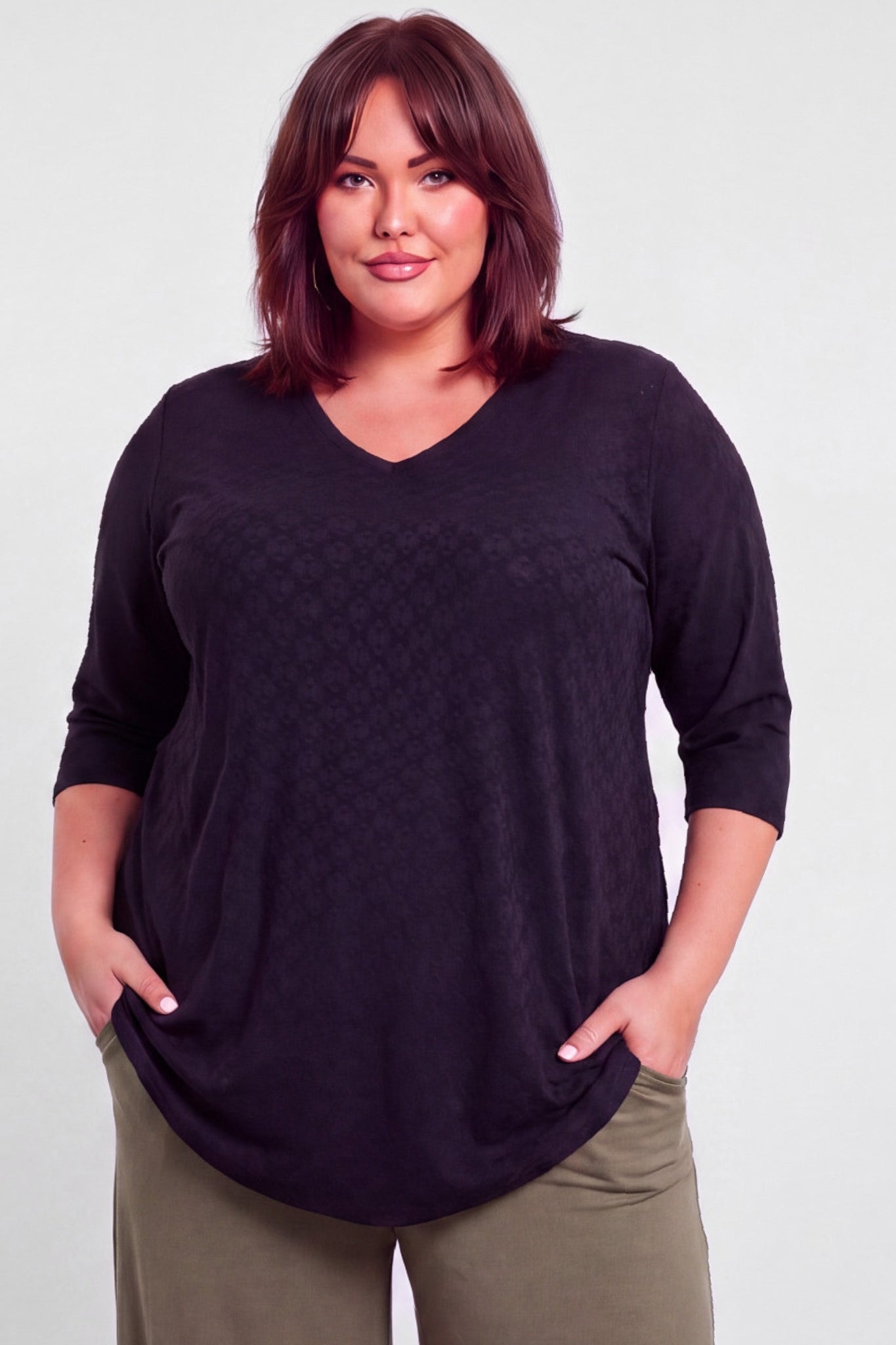 Trui Erna | Jacquard Jersey | 3/4 mouw | Recht model | 90cm