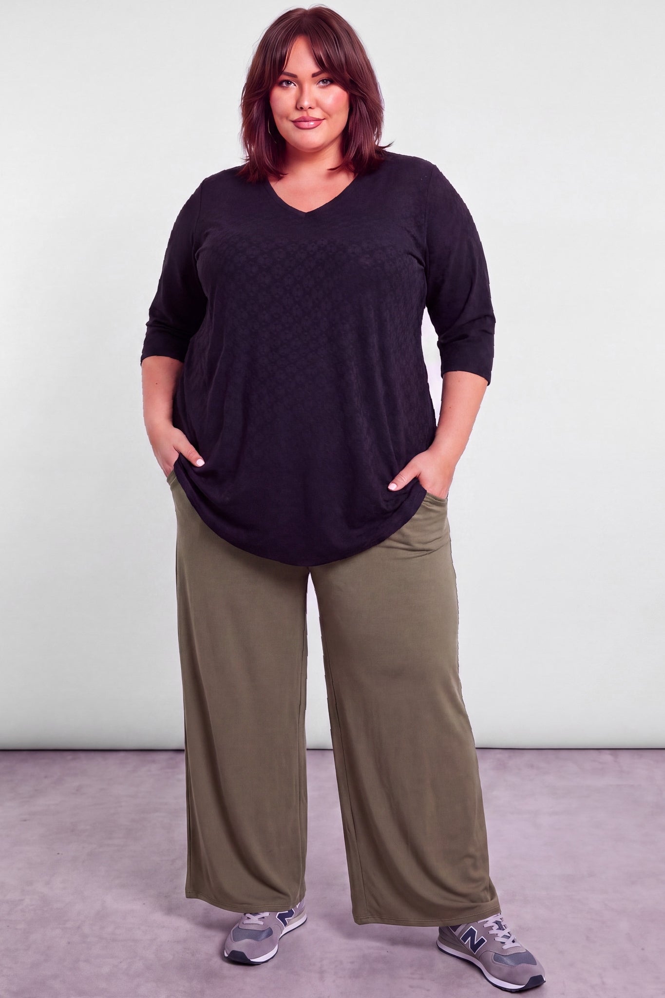 Trui Erna | Jacquard Jersey | 3/4 mouw | Recht model | 90cm