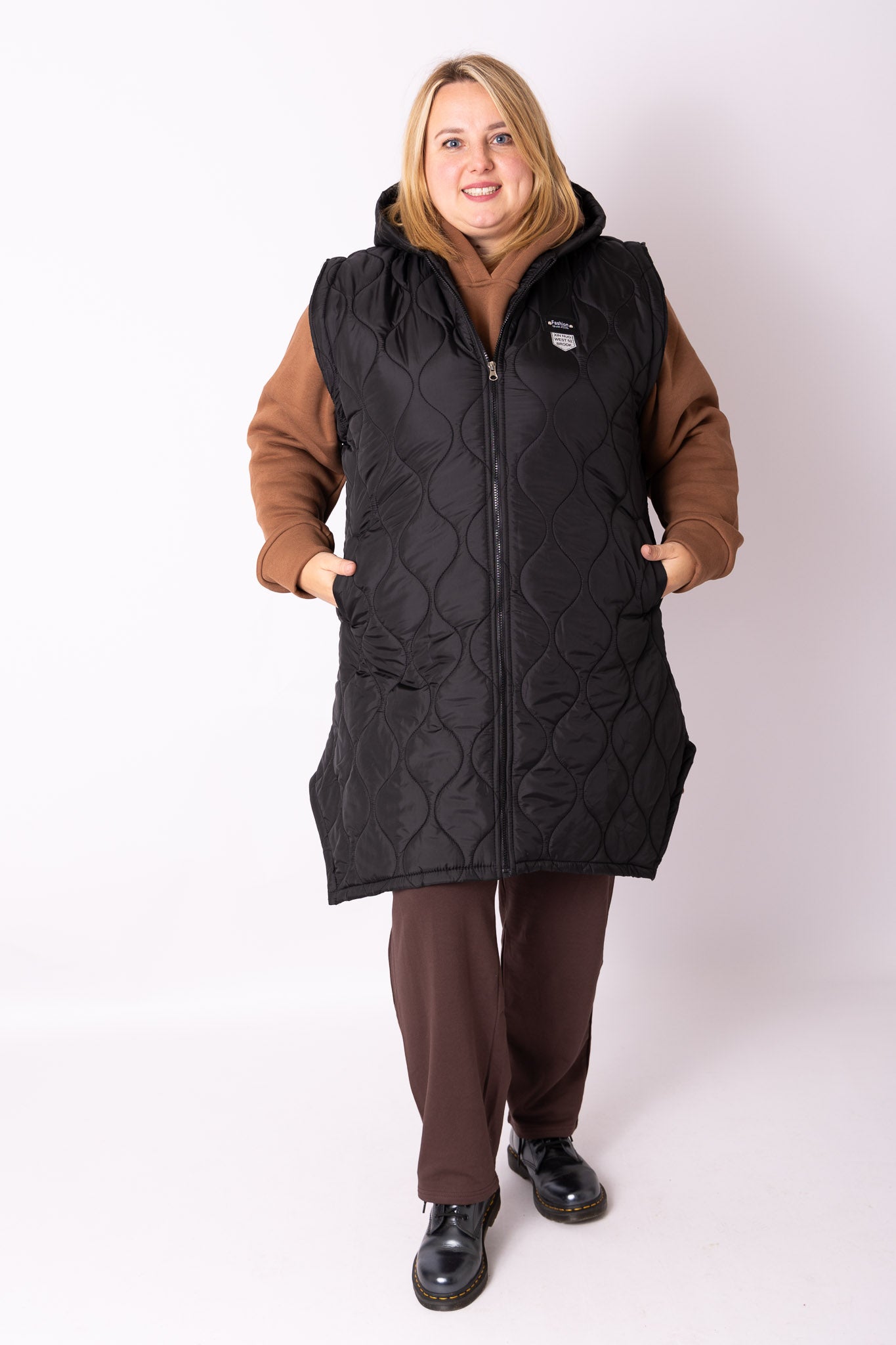 Bodywarmer met capuchon t/m maat 52