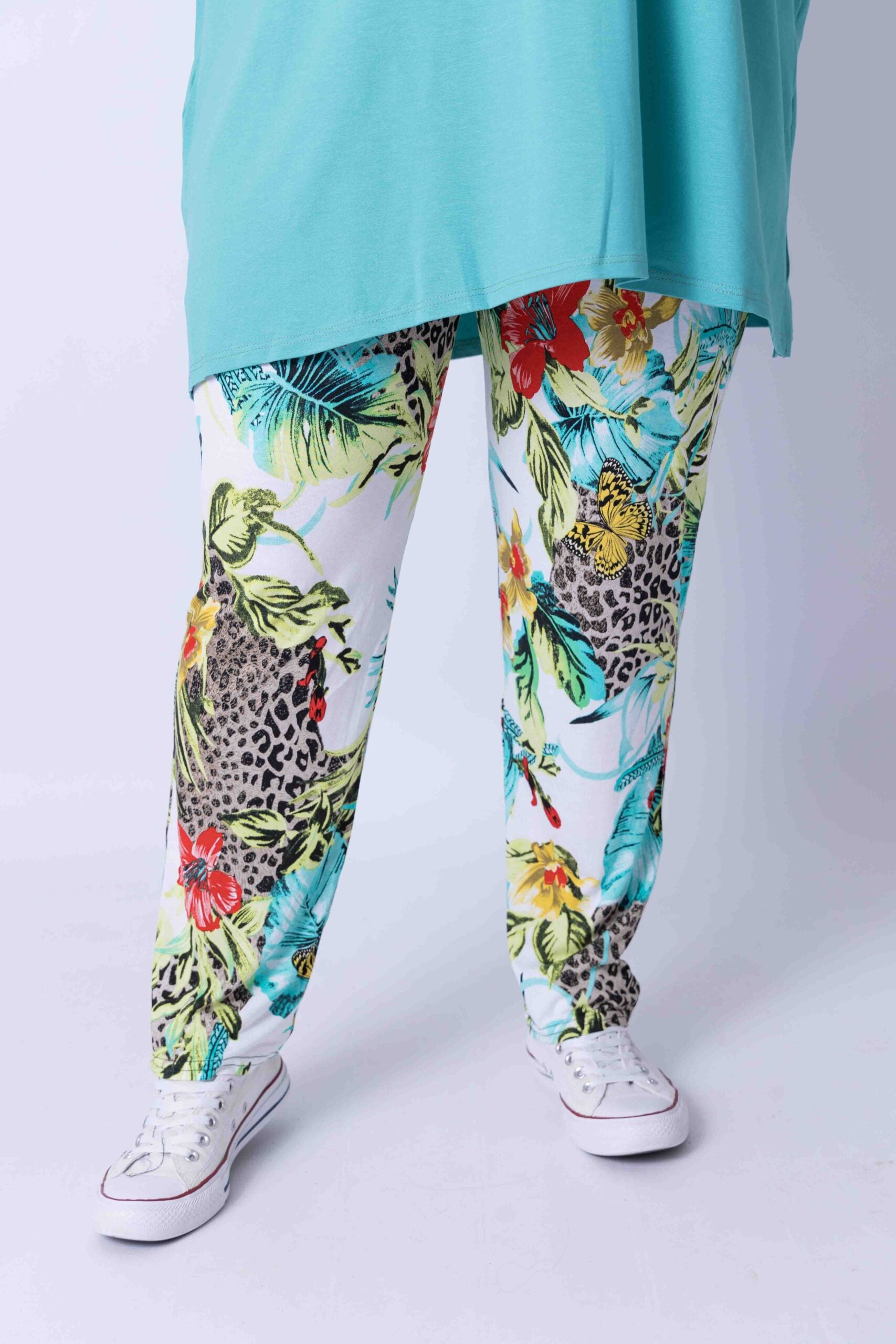Broek comfy tropisch dieren print viscose