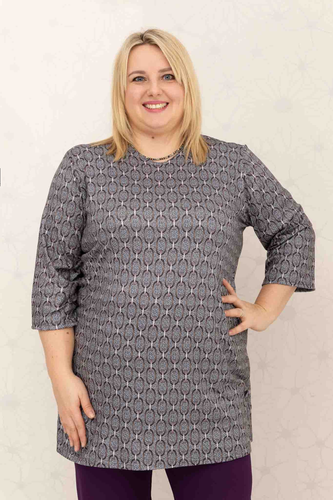 Shirt Eva grafiet-paars-bruin kettinkjes 90 cm kimo