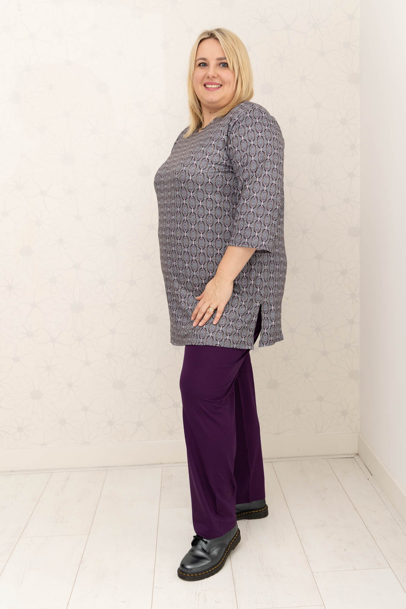 Shirt Eva grafiet-paars-bruin kettinkjes 90 cm kimo