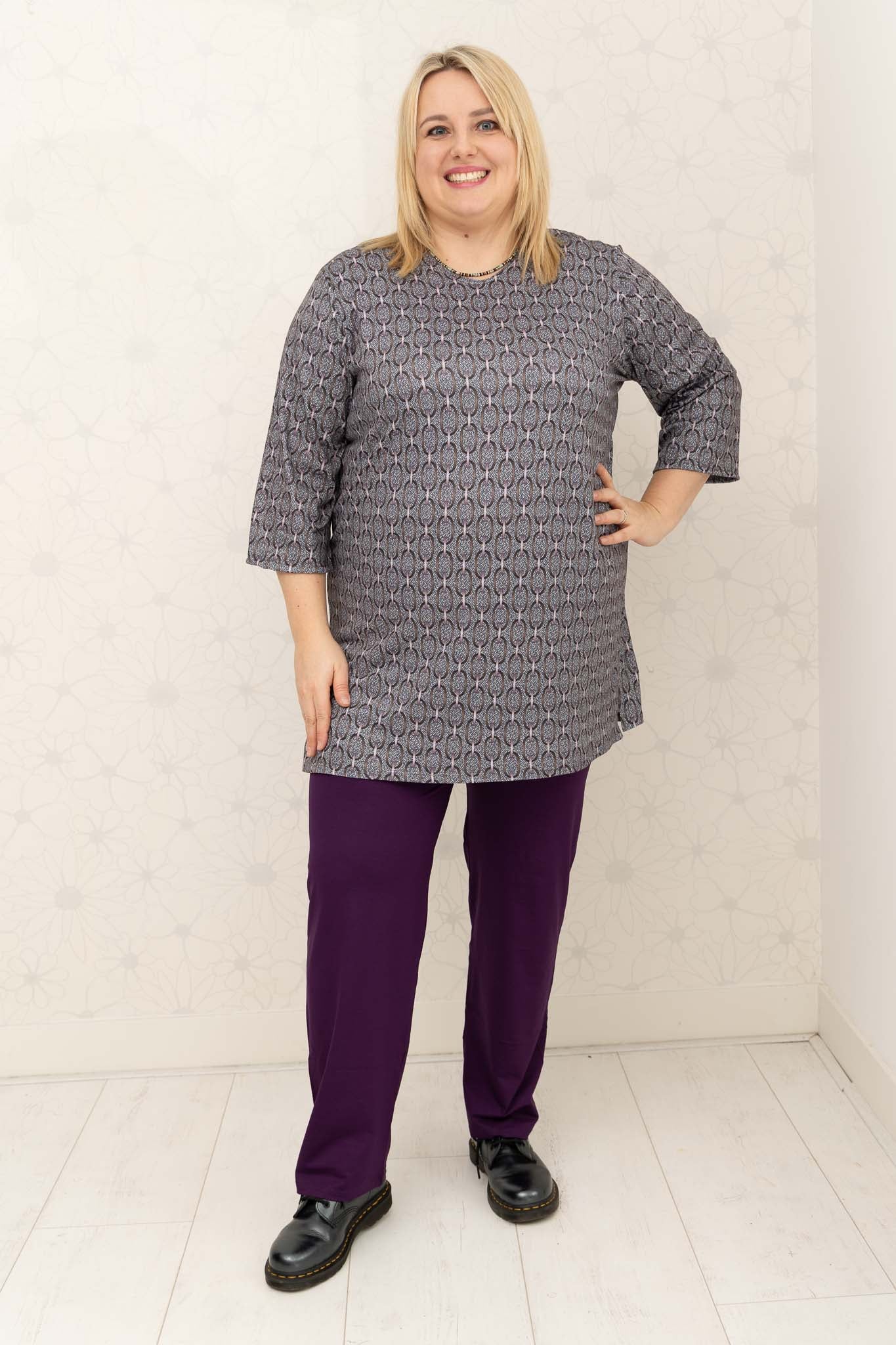 Shirt Eva grafiet-paars-bruin kettinkjes 90 cm kimo