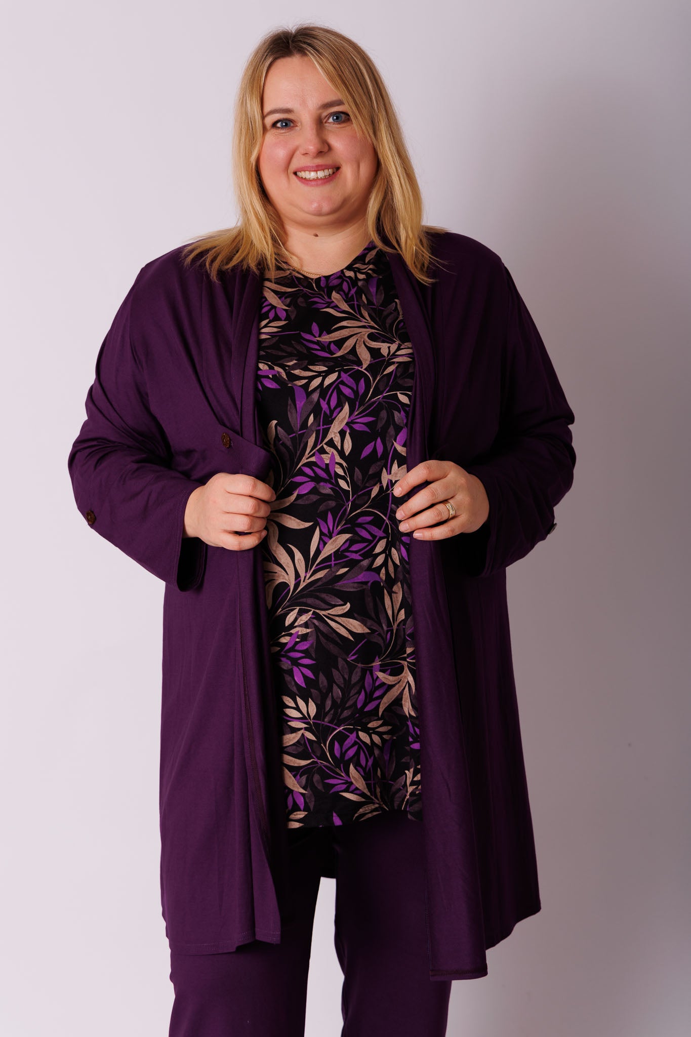 Shirt Eva paarse bloemen 90 cm kimo