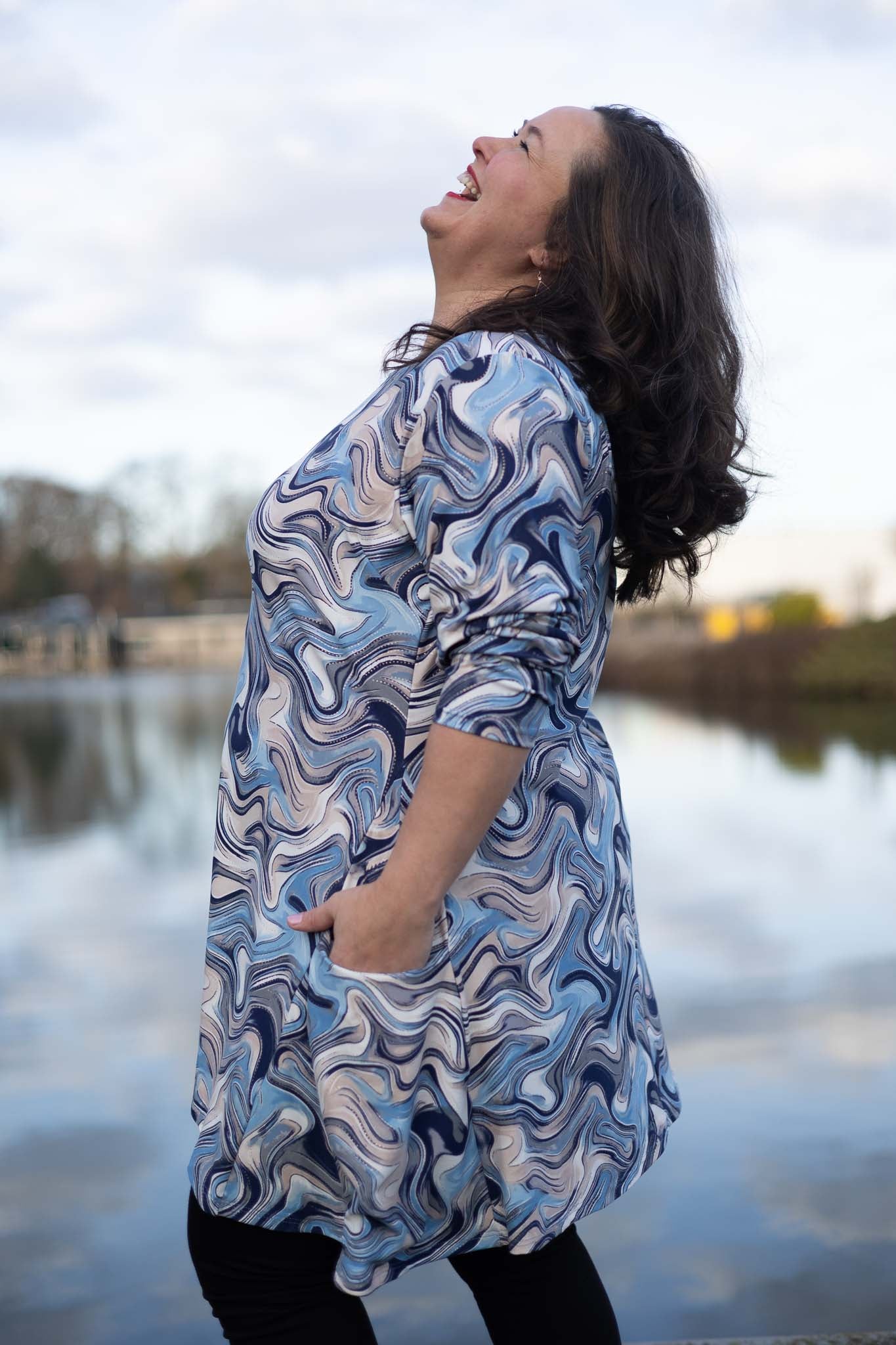Top Bozenka |Blue Flow| KIMO stof| 85-95 cm