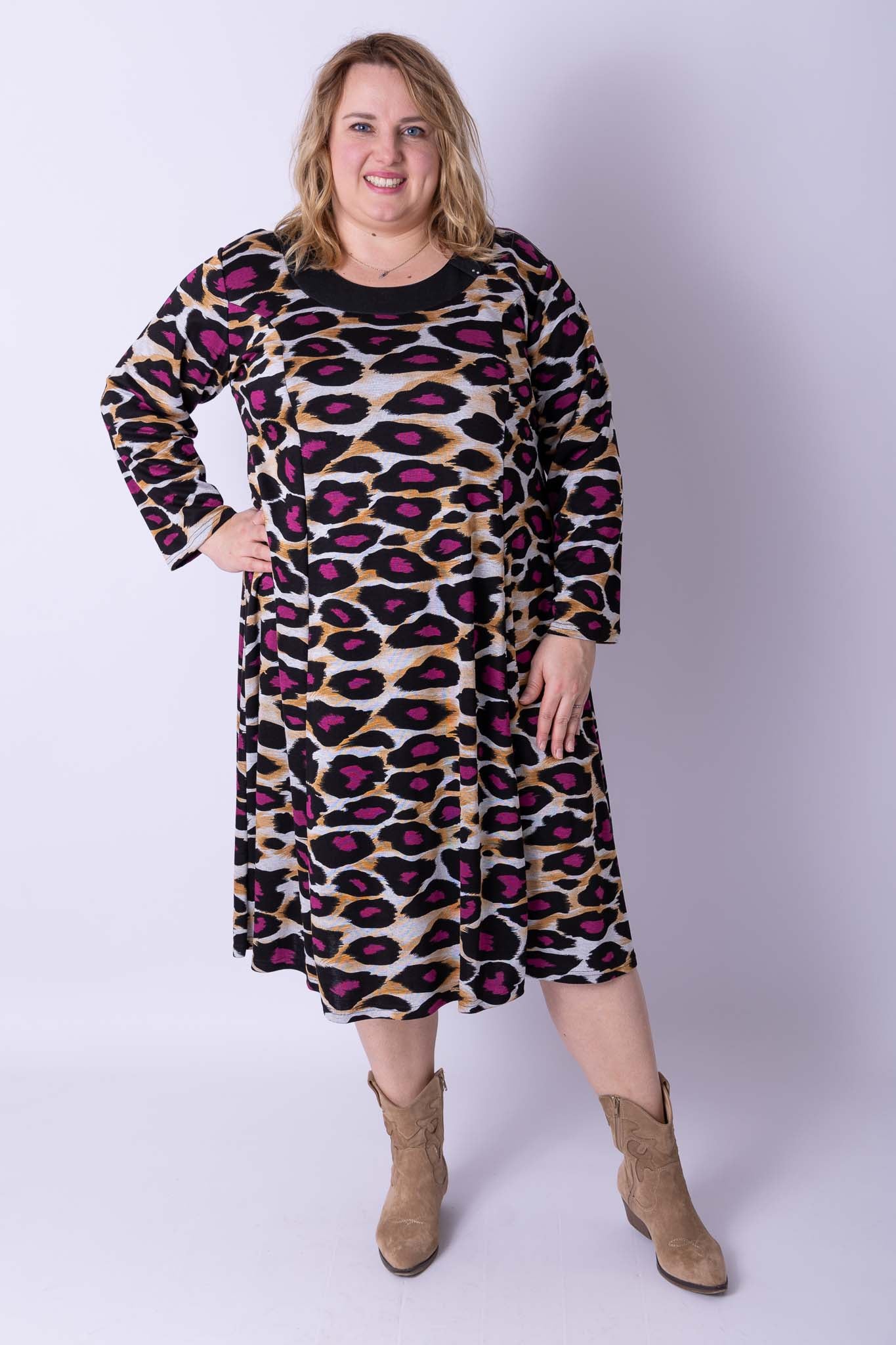 Jurk Bella blauw roze Modal