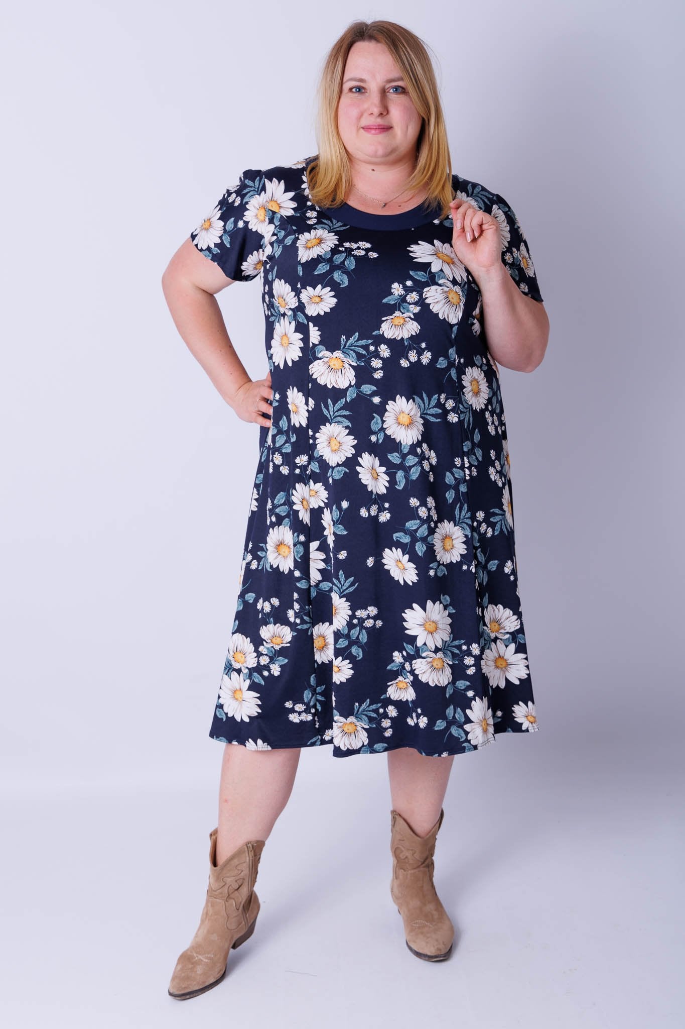 Jurk Bella madeliefje travel stof ca 115 cm