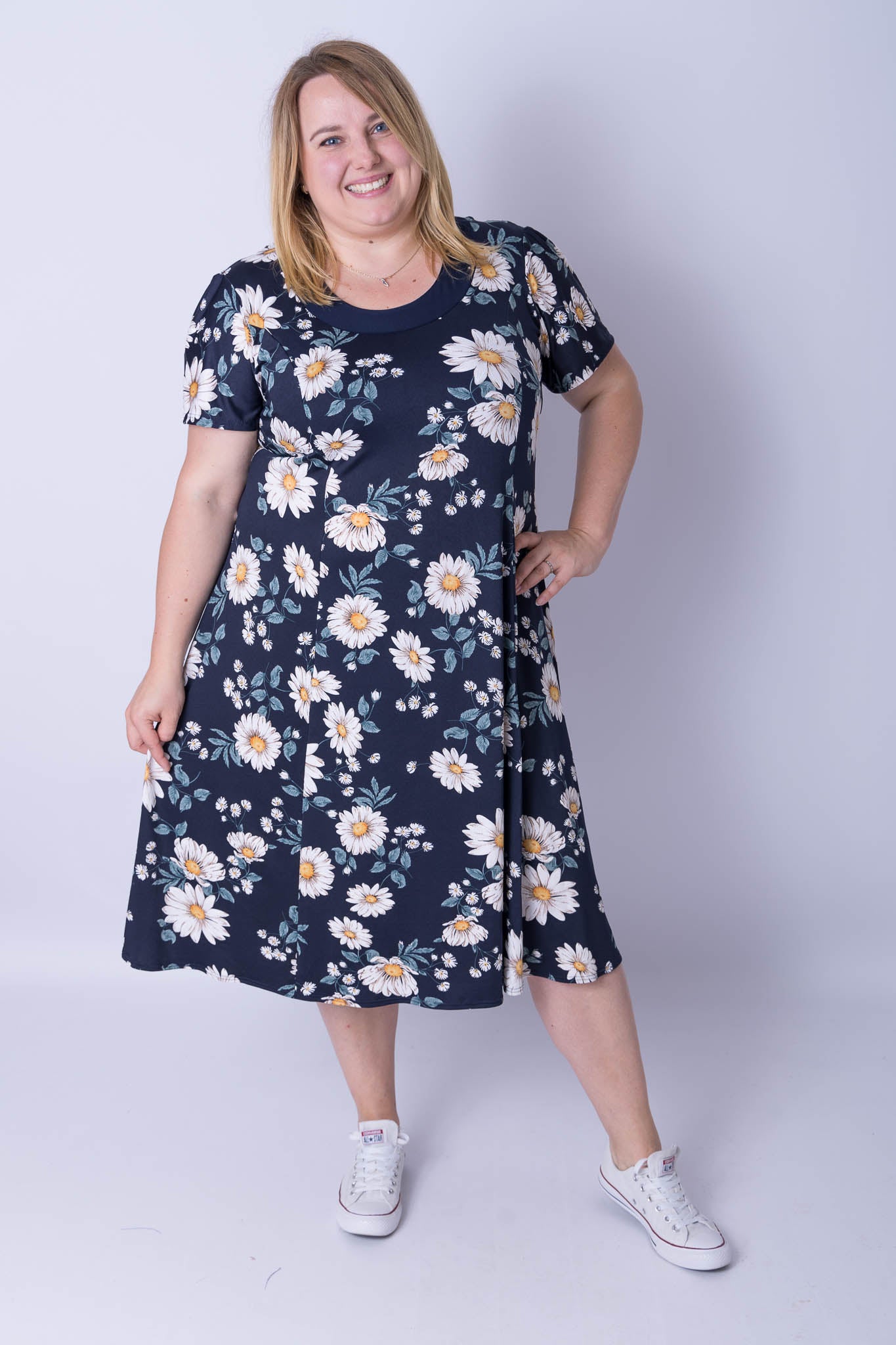 Jurk Bella madeliefje travel stof ca 115 cm
