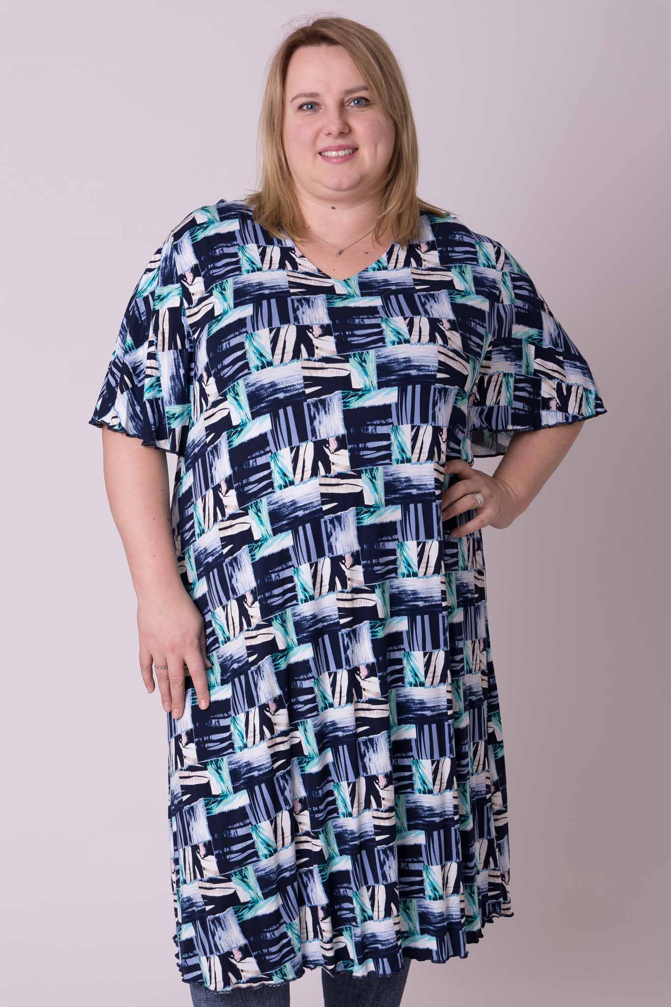 Tuniek/Jurk Karin met vlindermouwen 115 cm viscose de laatste maten 50-54