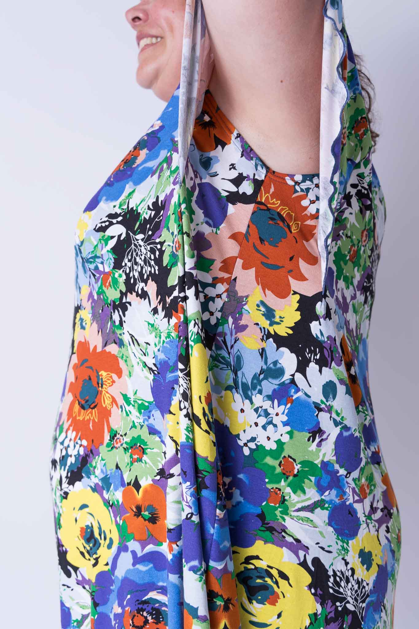 Jurk Karin zomerse weide 110 cm viscose maten 54-62
