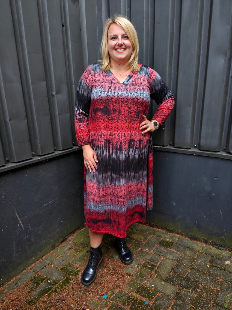Jurk Linda Vuur gebreide stof