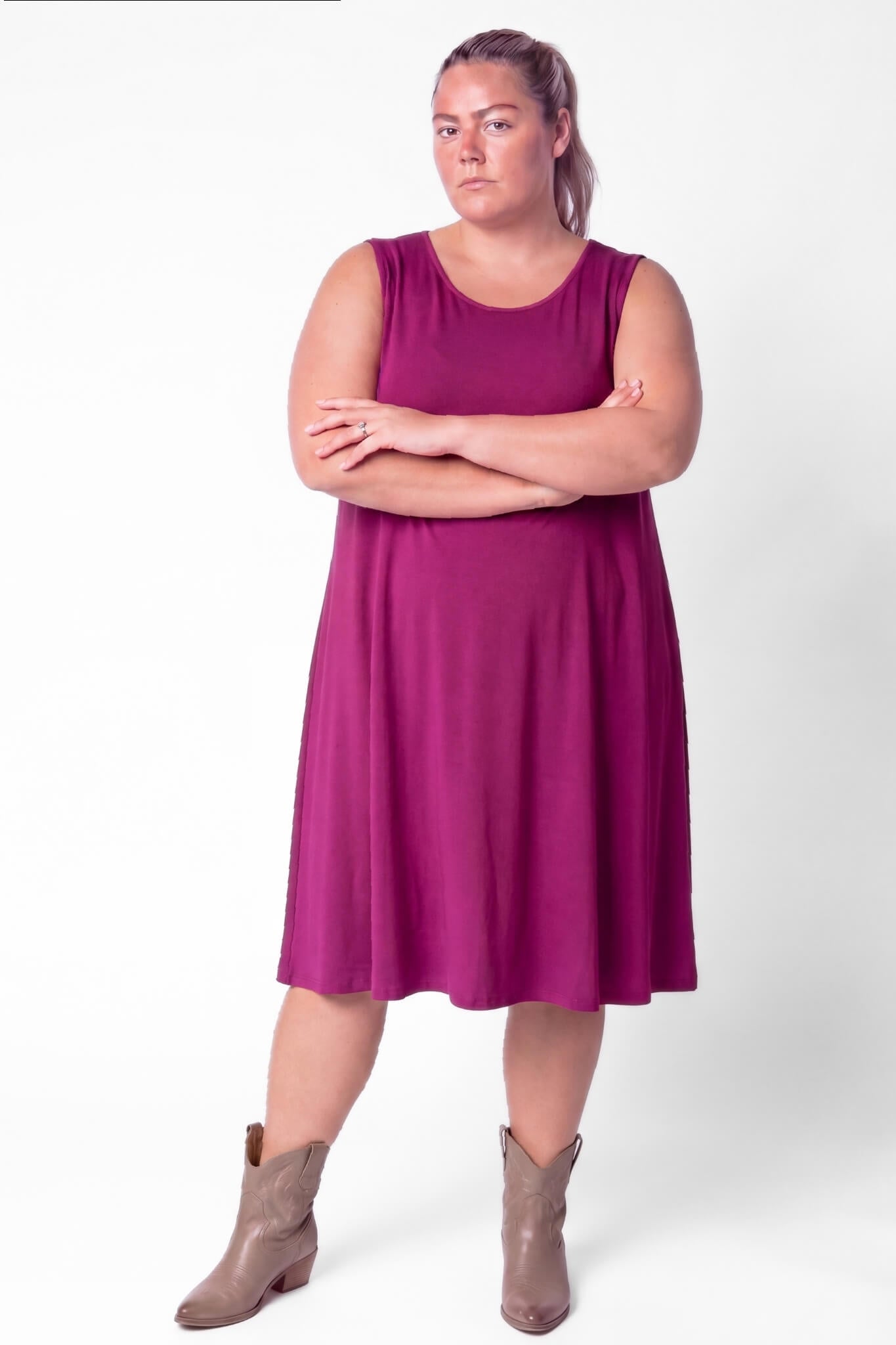Jurk Linda | Mouwloos | A-lijn | Viscose | ca. 115cm