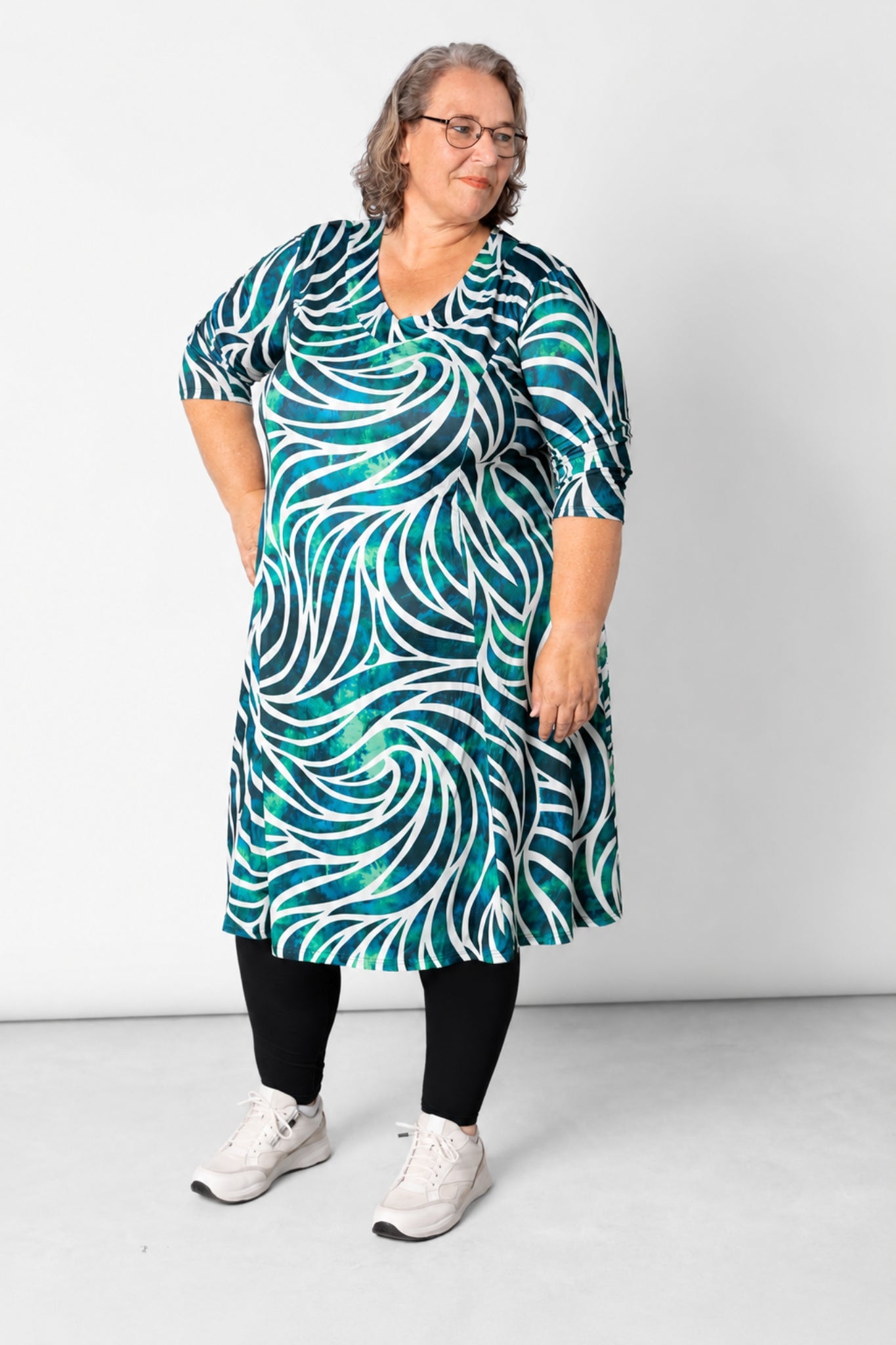 Jurk Bella | Jade Waves | Limited Edition | Grote Maten | Prinsessenlijn | Travelstof | 115cm