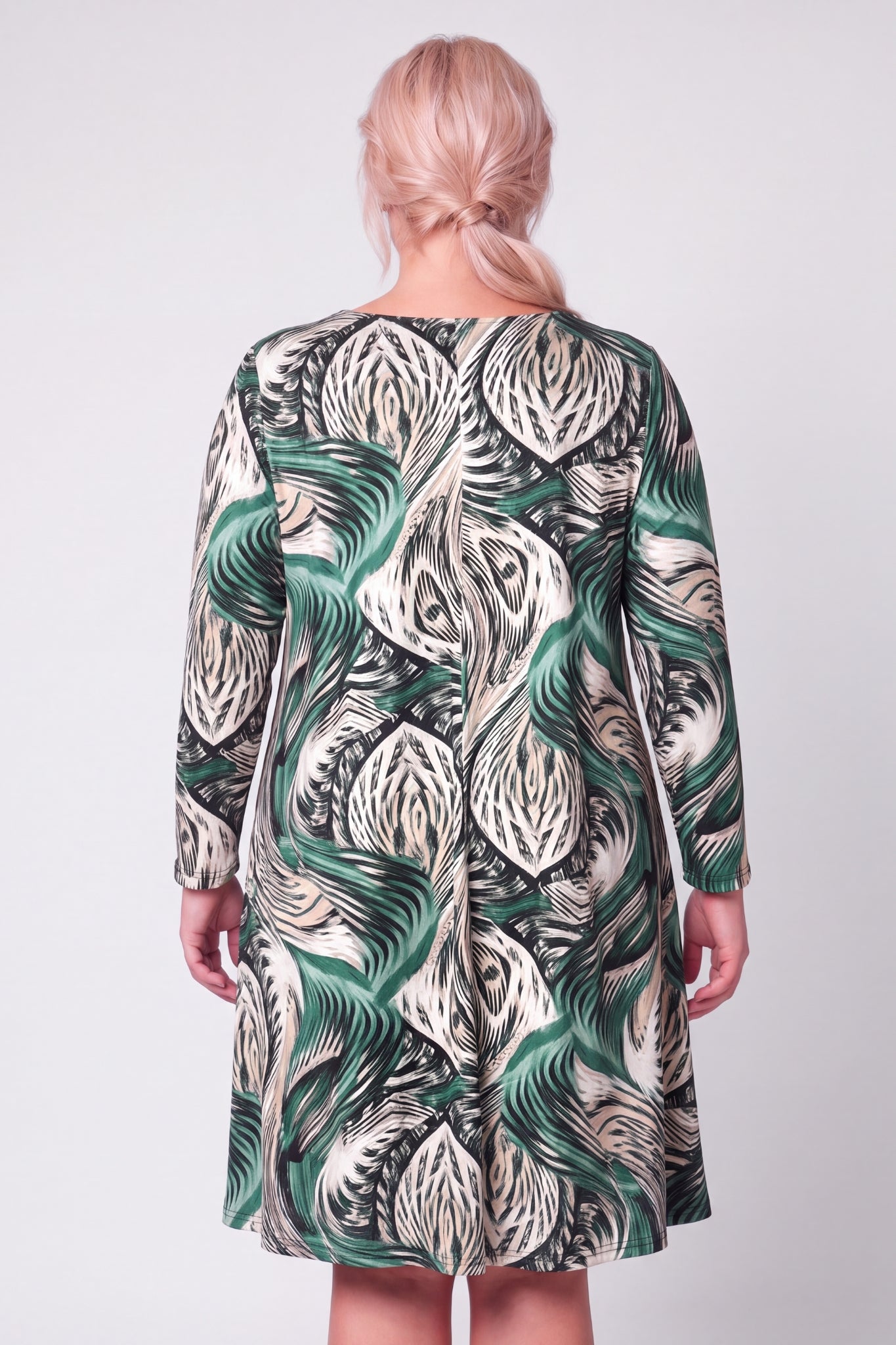 Jurk Ingrid | Jade Flow | Soft Knit Ibiza | A-lijn | V-hals | 105 cm