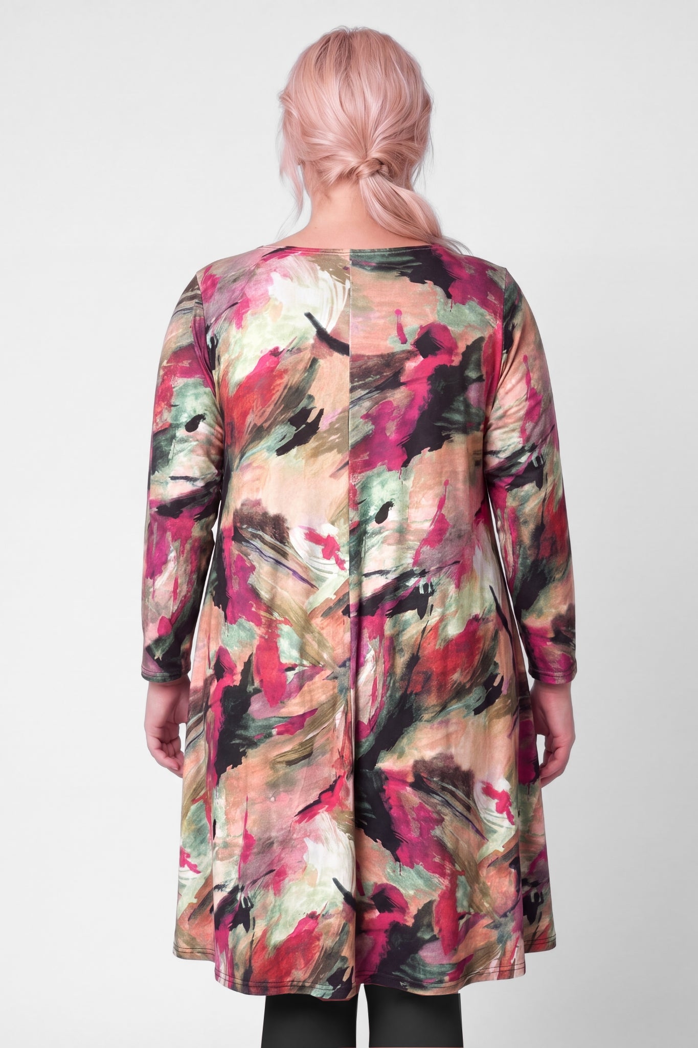 Jurk Ingrid | Tropical Watercolor | Soft Knit Ibiza | A-lijn | V-hals | 105 cm (kopie)