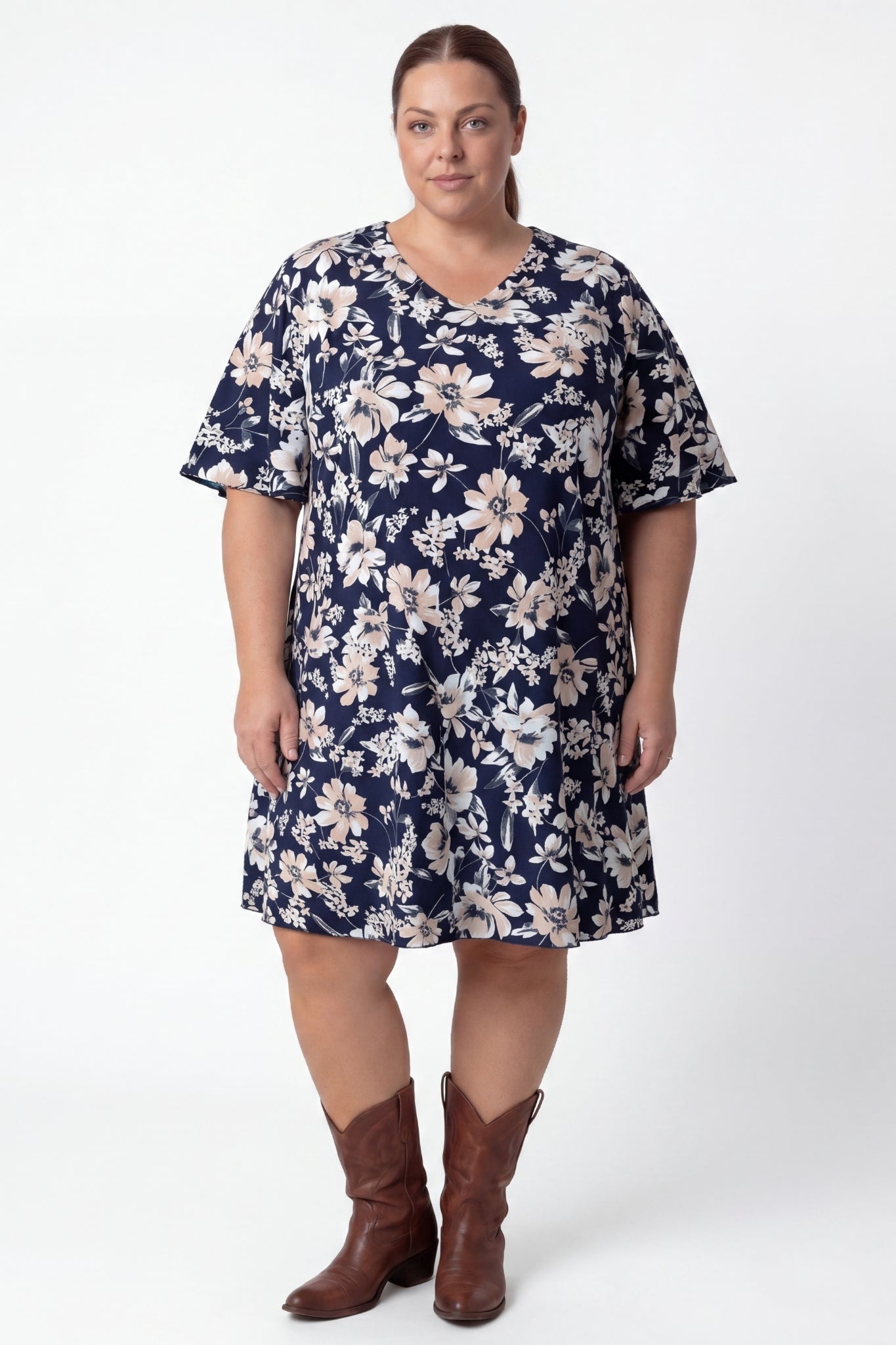 Jurk Karin 110cm | Moonlight Bloom | Vlindermouw | Venezia Travelstof