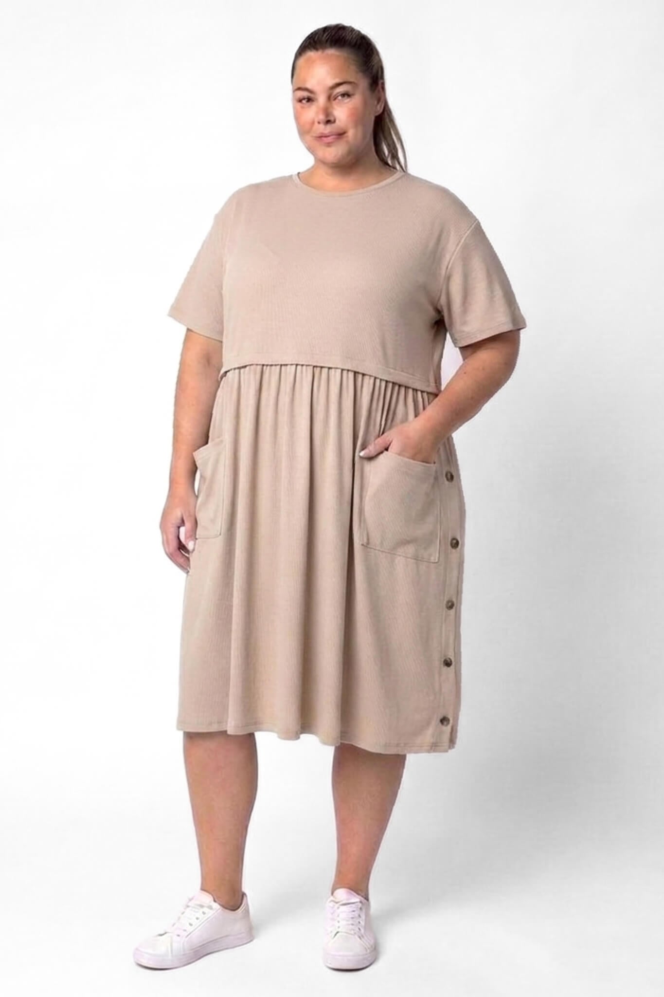 Jurk Lida | One Size | Katoen | Knopen Detail | 110 cm